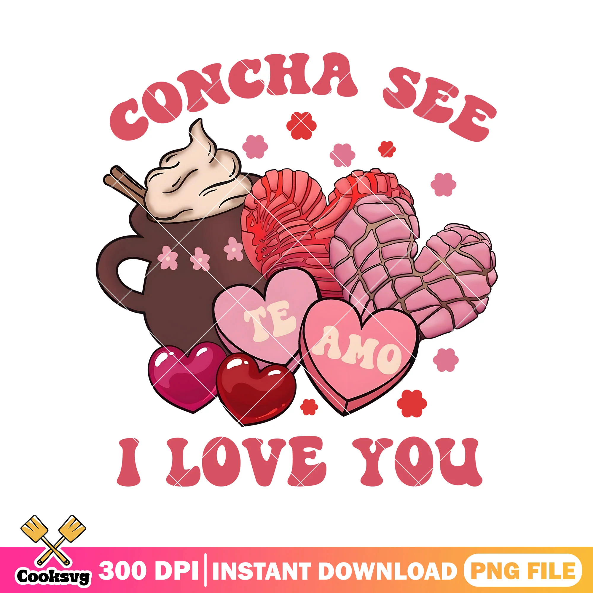 Concha see I love you valentine png, pink valentine png
