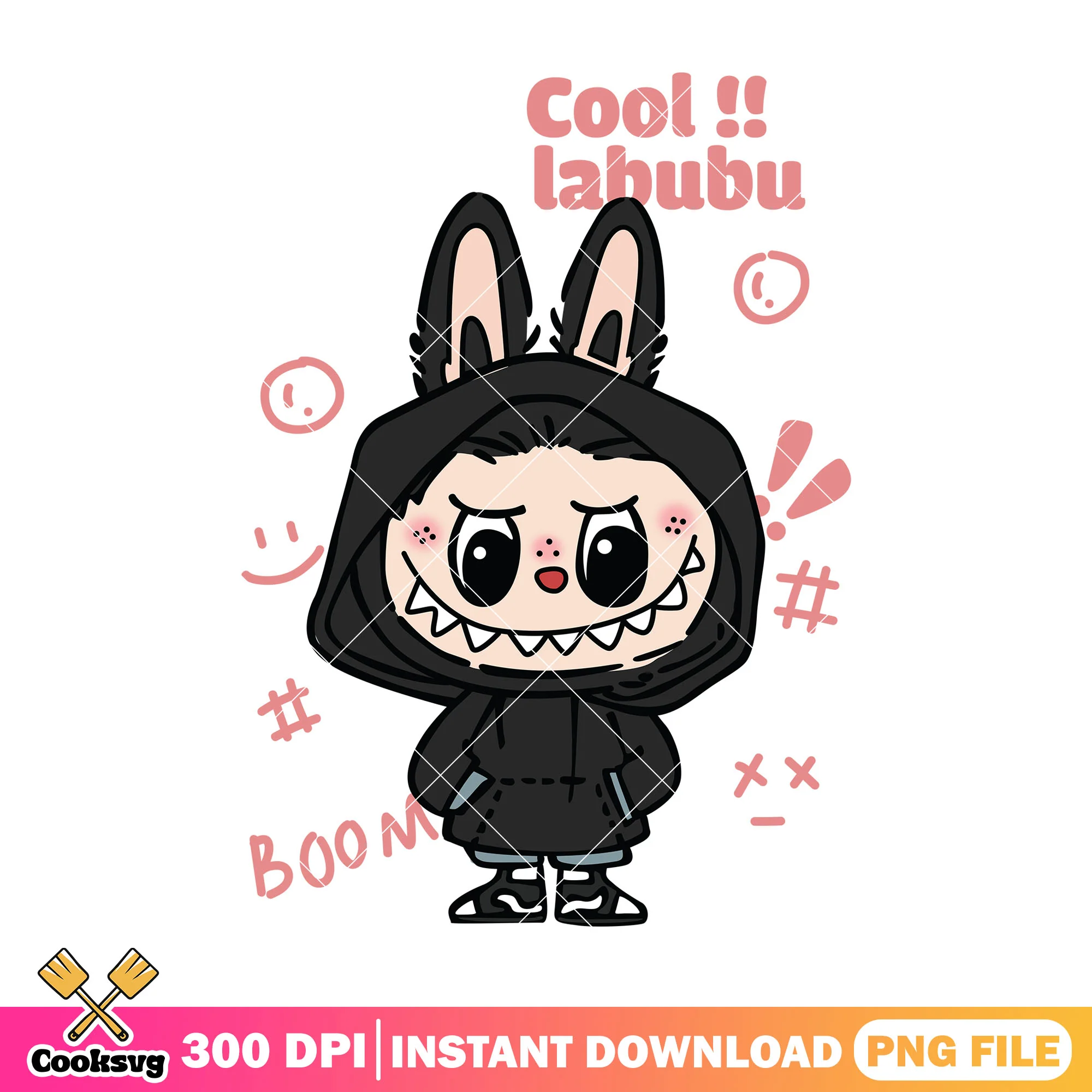 Cool black monster labubu png, black labubu png, labubu dolls png