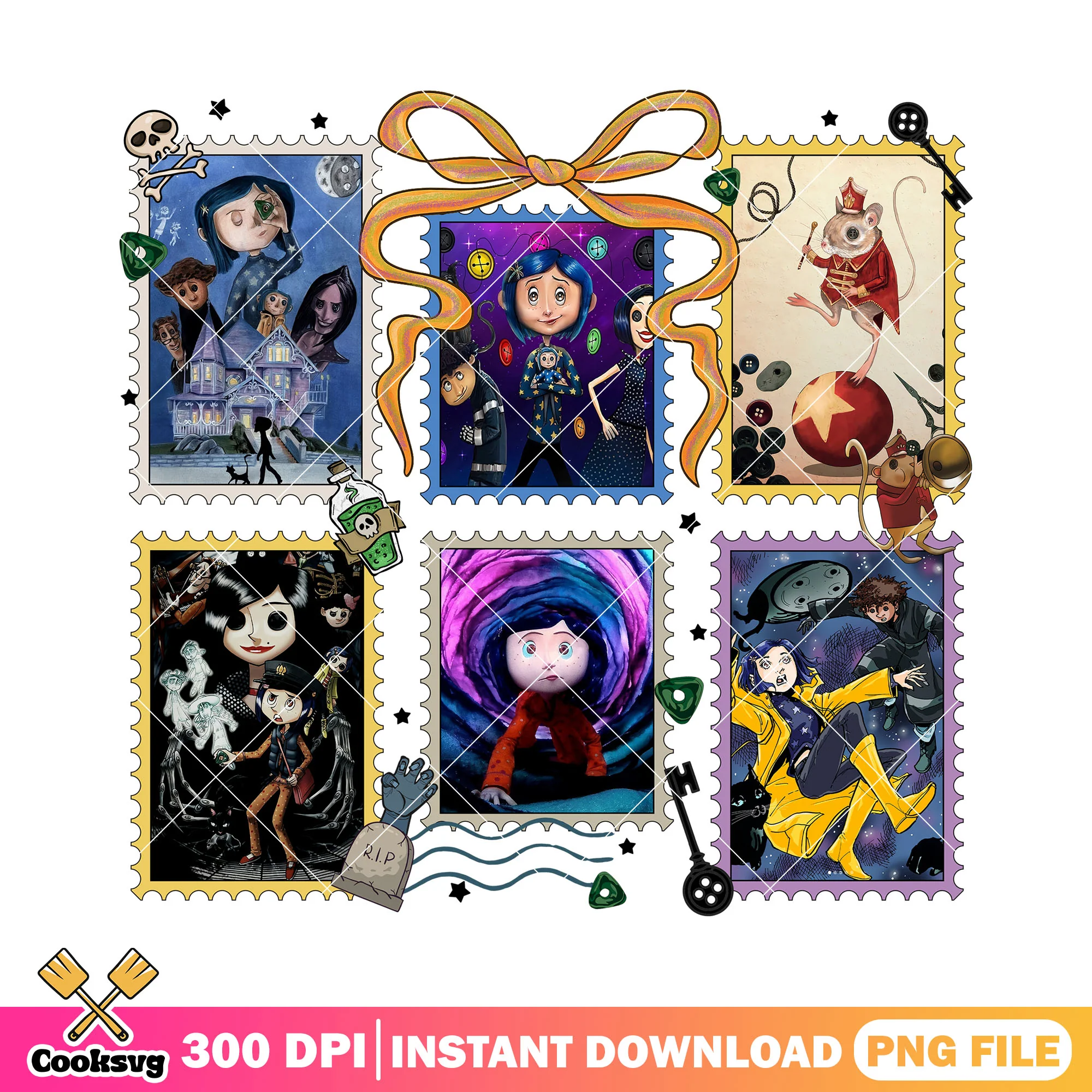 Coraline cards png, coraline doll png, halloween movies png