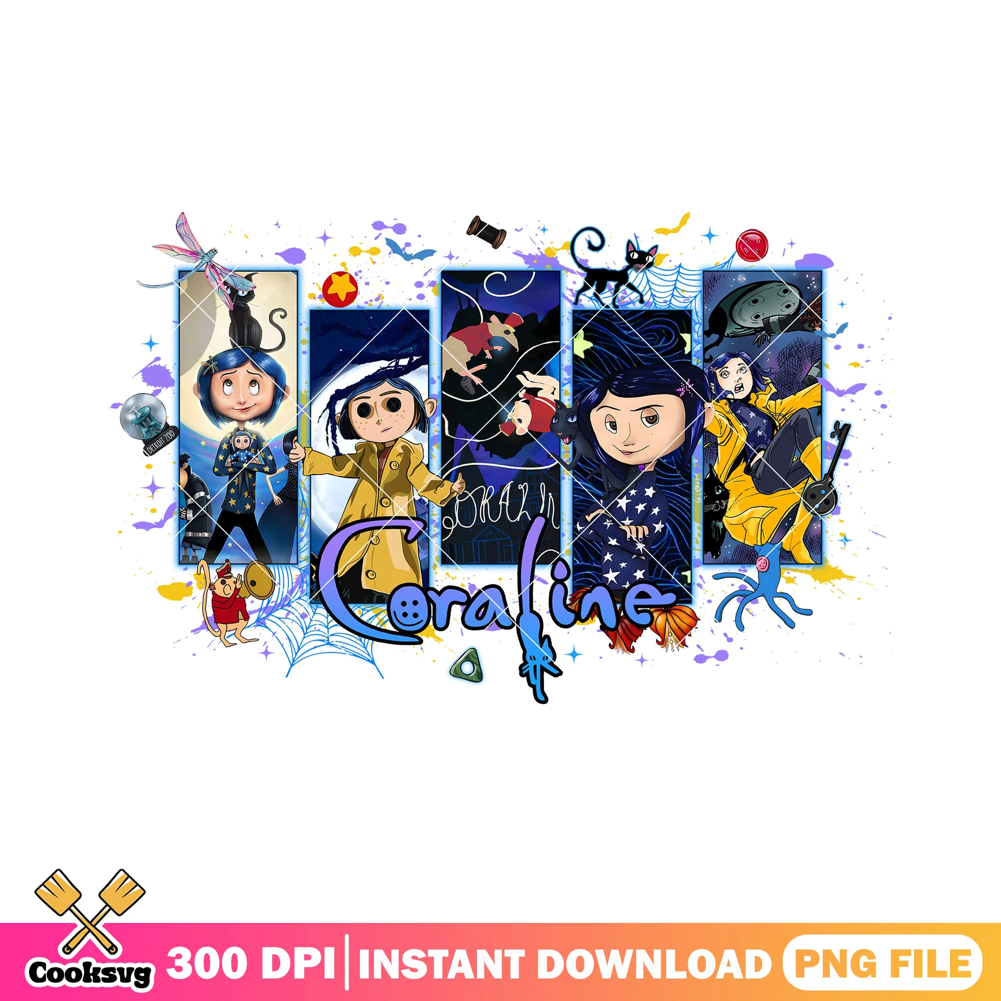 Coraline halloween films png, coraline movie png, halloween spirit png