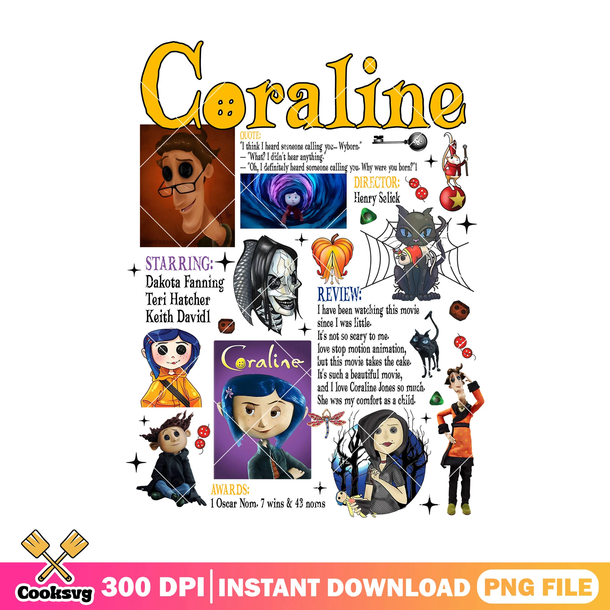 Coraline preview design png, coraline film png, happy halloween png