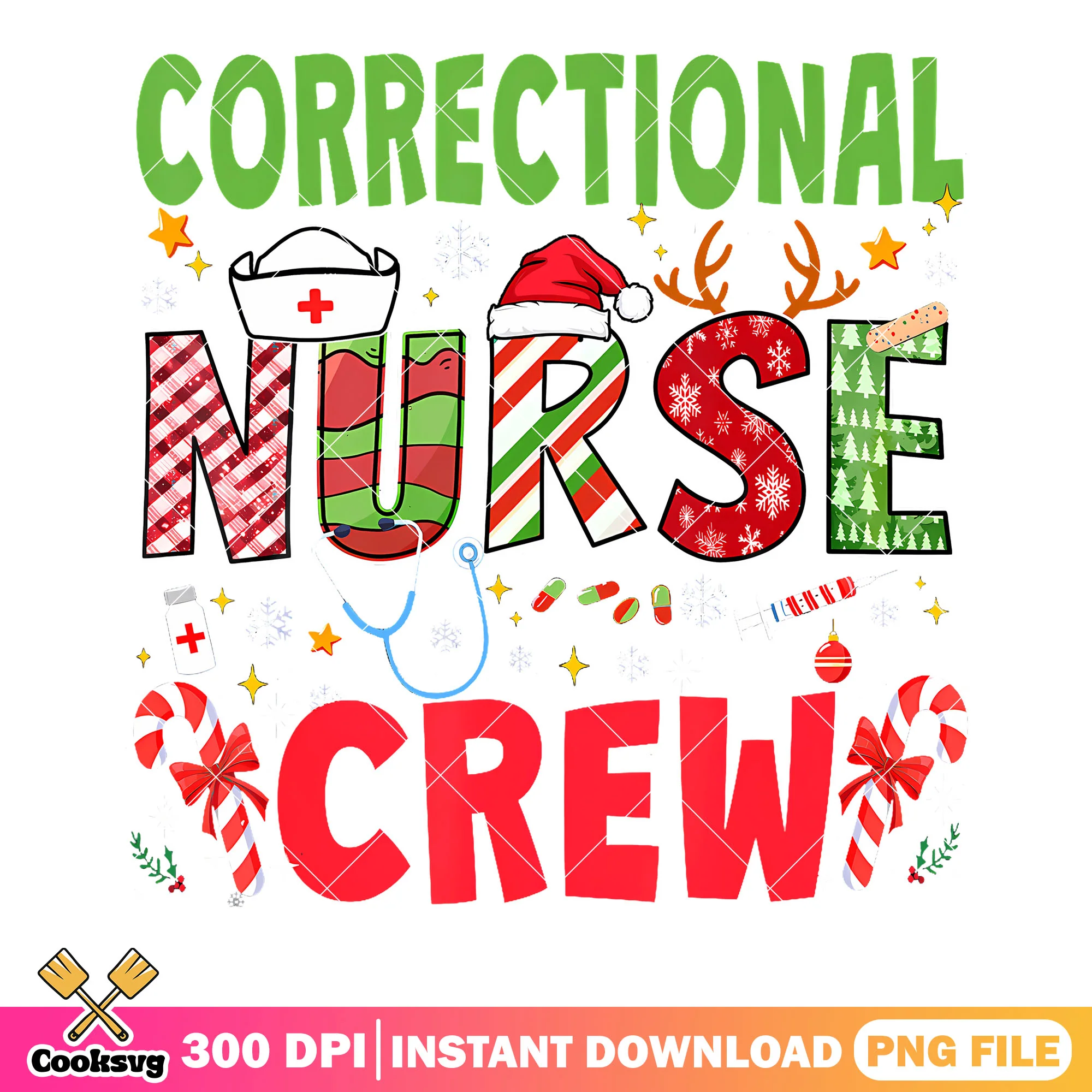 Correctional Nurse Christmas Crew png, christmas png, candy cane png