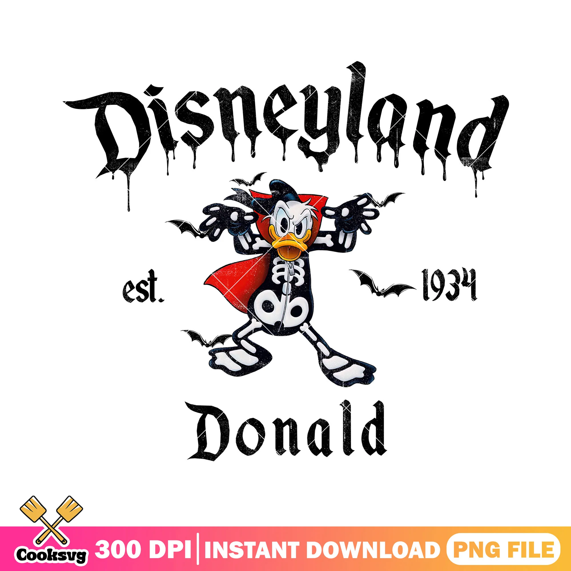 Costume skeleton donald png, black font png, halloween disney png