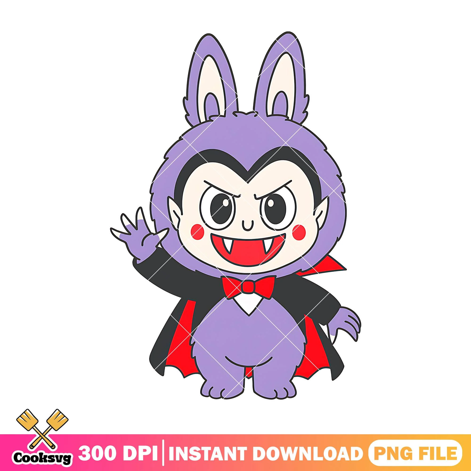 Count dracula outfit labubu png, this is halloween png, labubu purple png