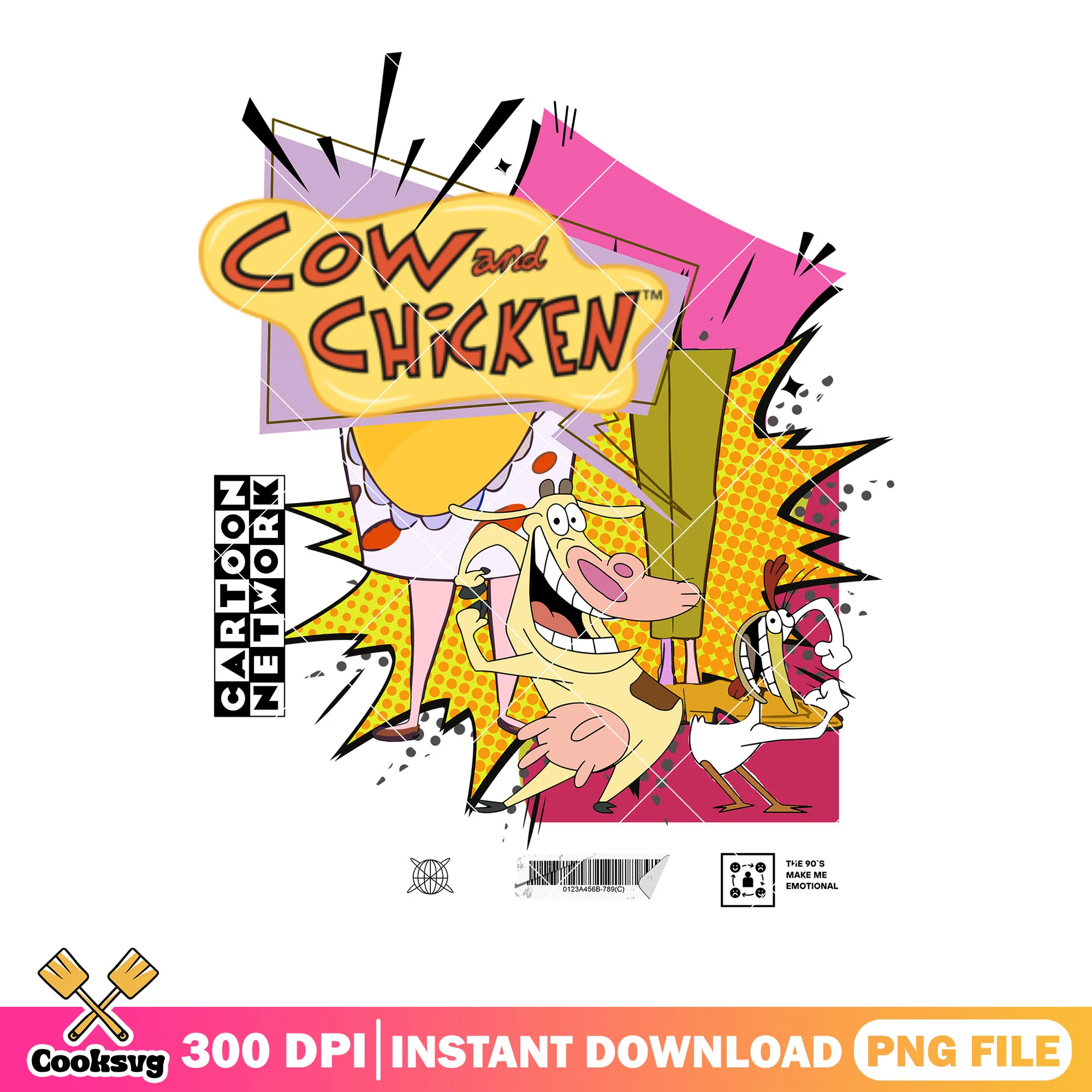 Cow and Chicken with big foot png, the 90s png, cartoon network png