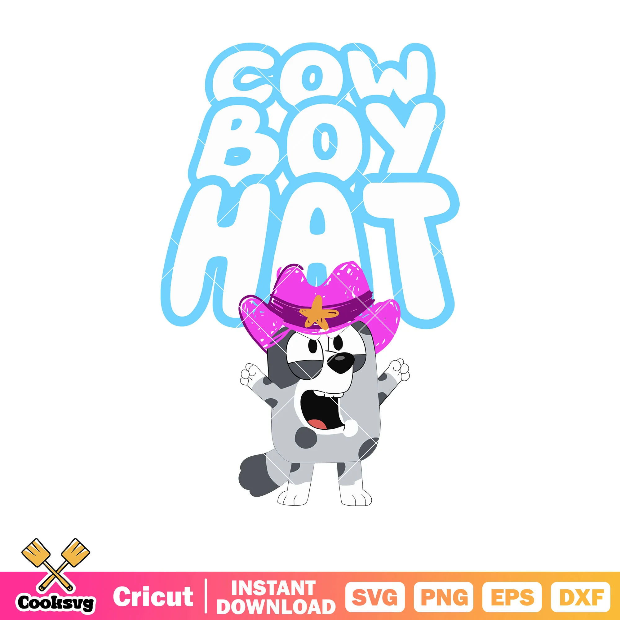 Cow boy hat muffin archives svg, character bluey svg, muffin plush bluey svg