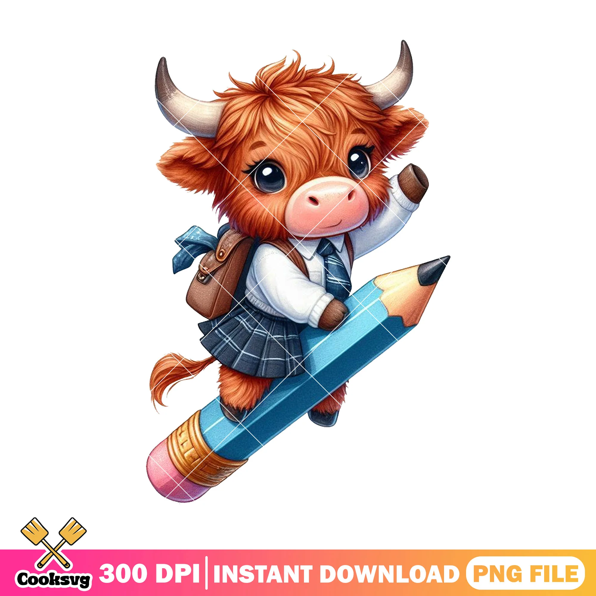 Cow chibi design png, cow happy png, back to school day png