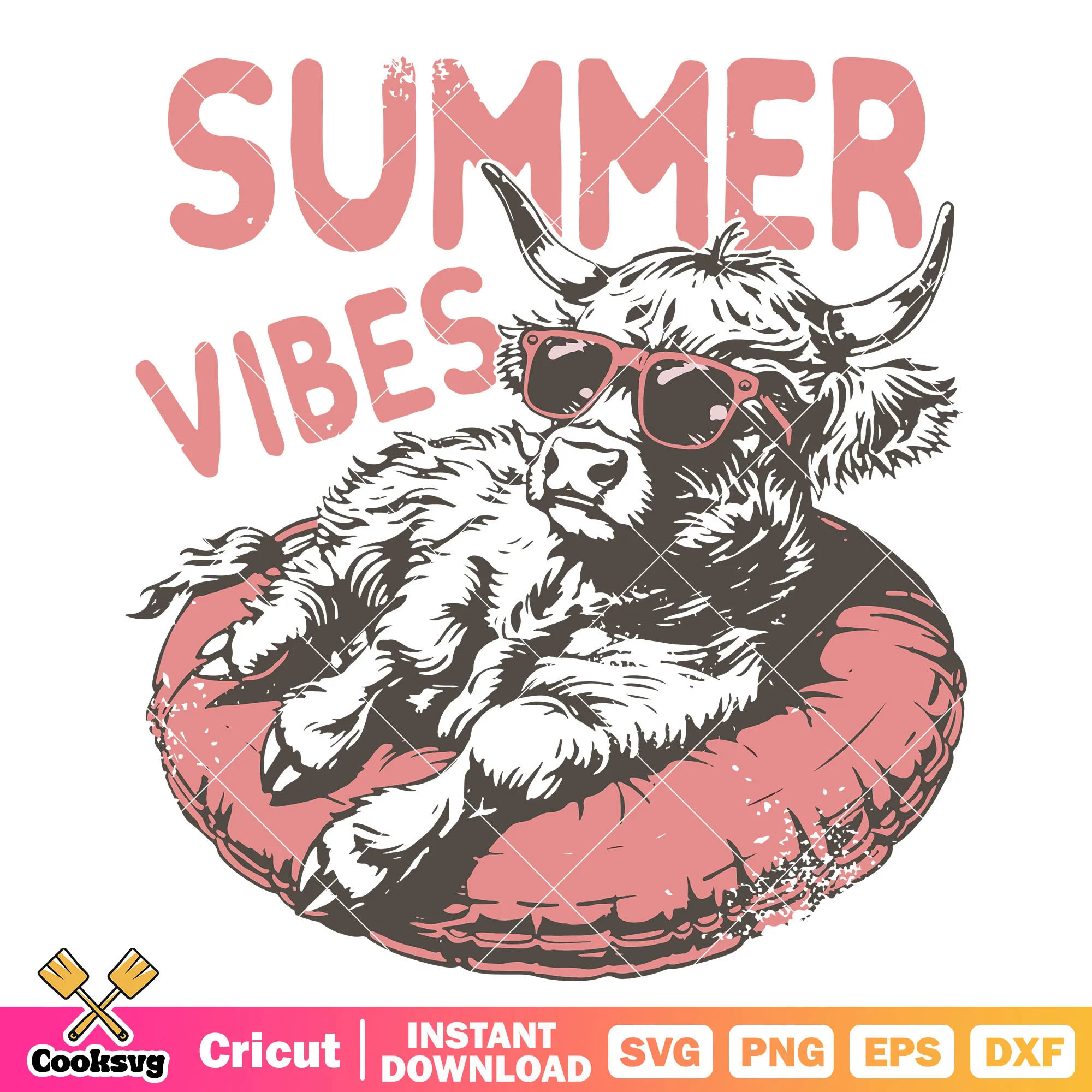 Cow cute summer pink vibes svg, summer vibes svg, cowboys svg