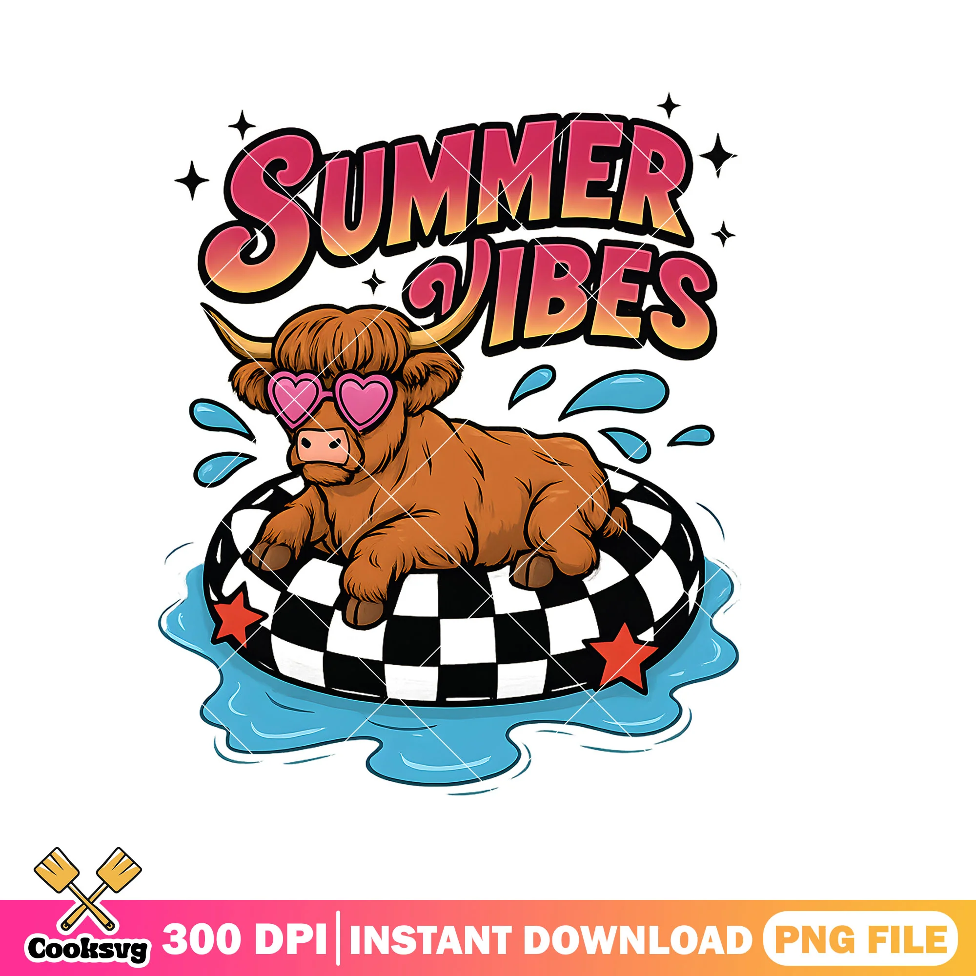 Cow cute summer vibes png, summer vibes png, summer cow png