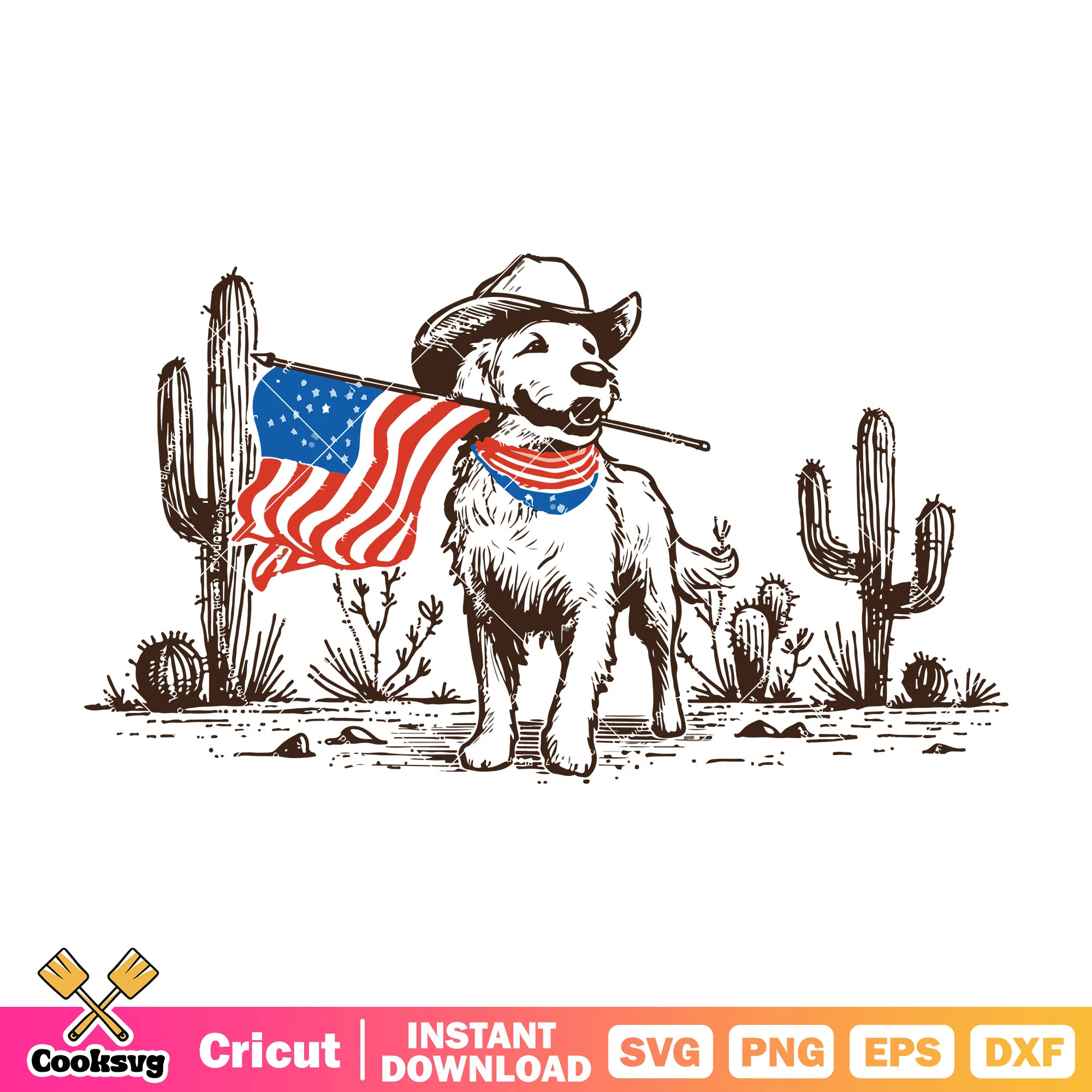 Cowboy dog love america svg, america flag svg, cowboy america svg