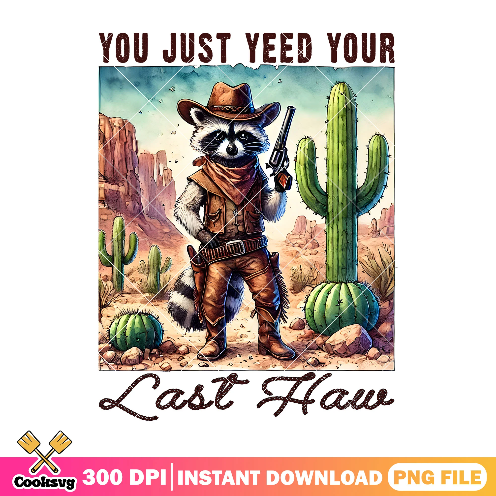 Cowboy raccoon gun png, cowboy custome png, unique vintage png