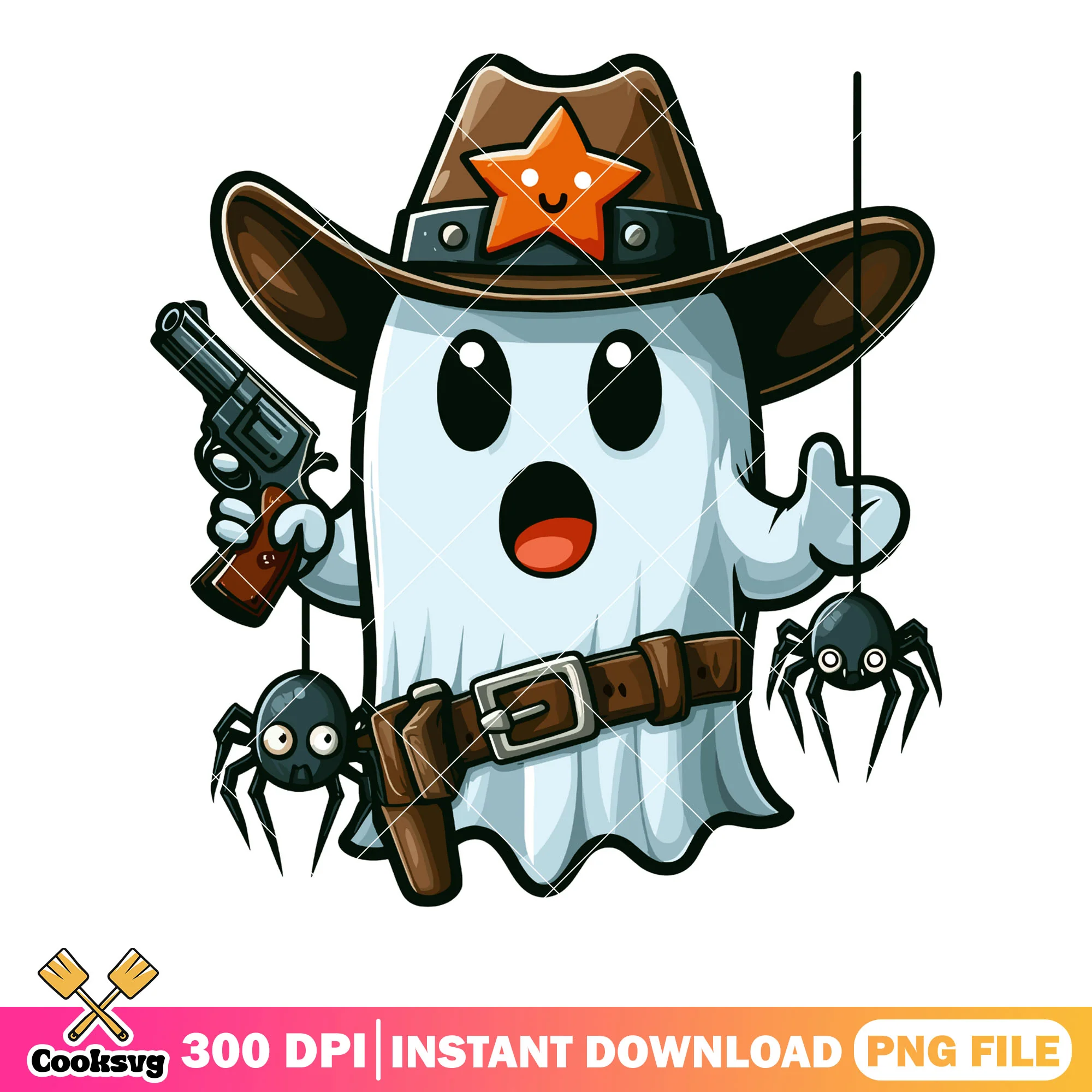 Cowboy scary spider png, ghost costume png, halloween scary png