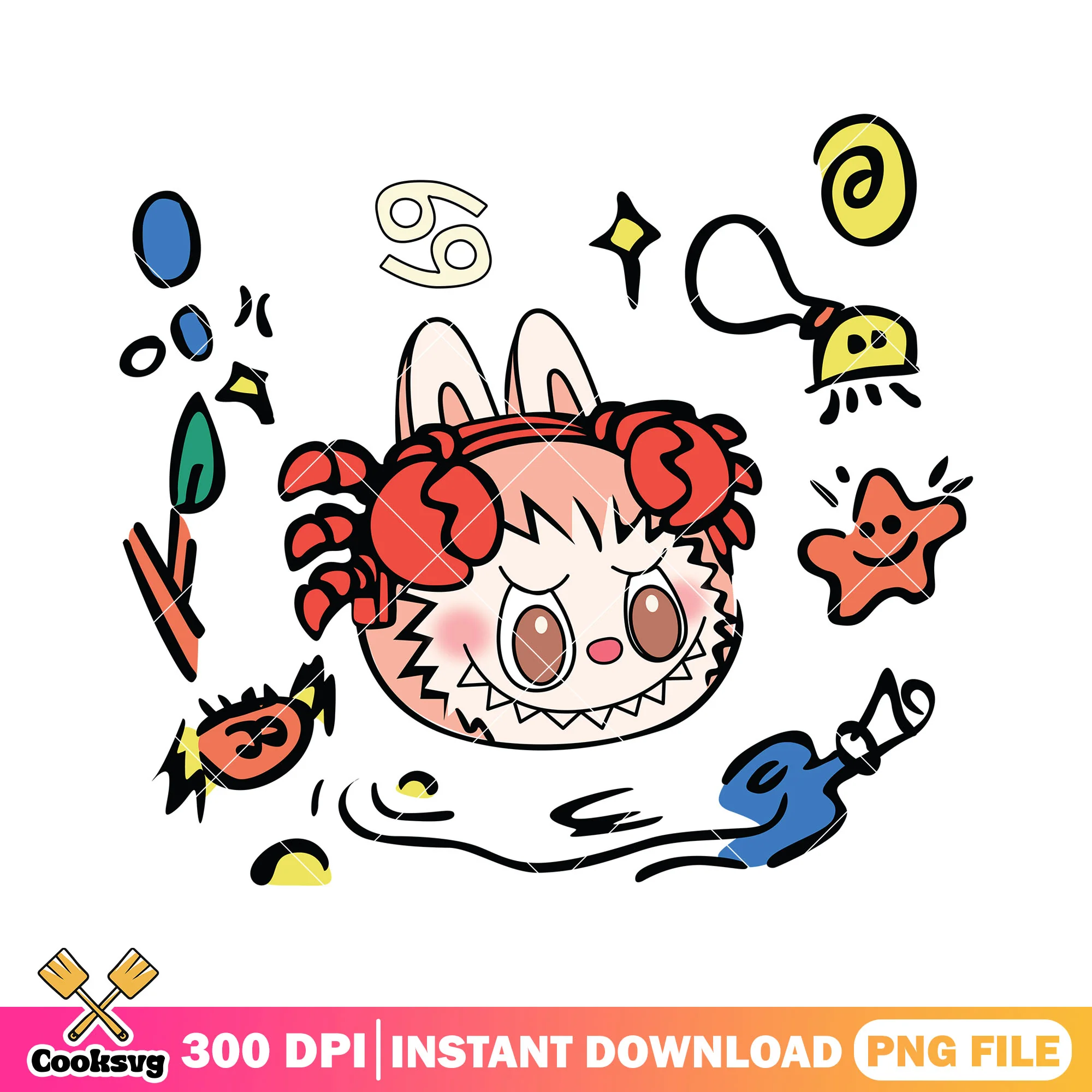 Crabby Labubu head png, labubu head png, labubu dolls png