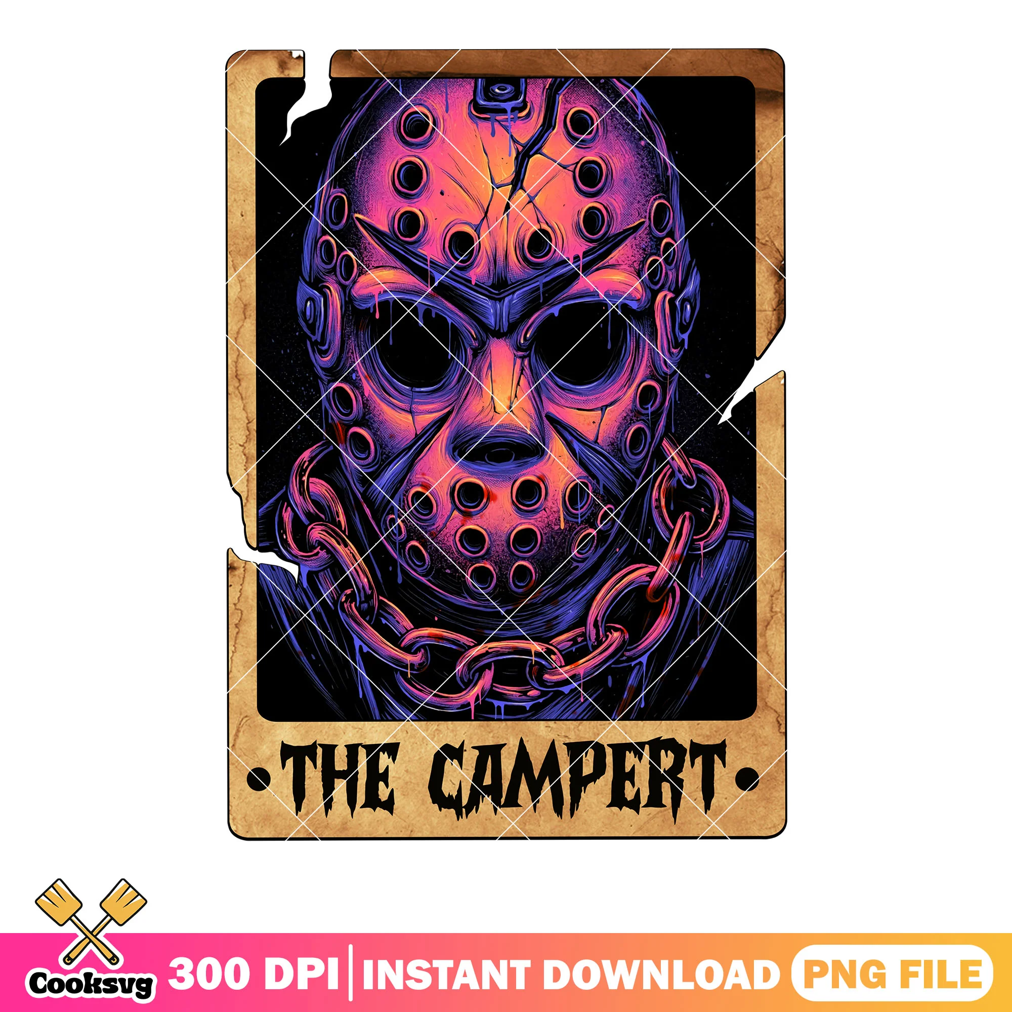 Crack hockey mask Jason Voorhees png, scary halloween png, spook vibe png