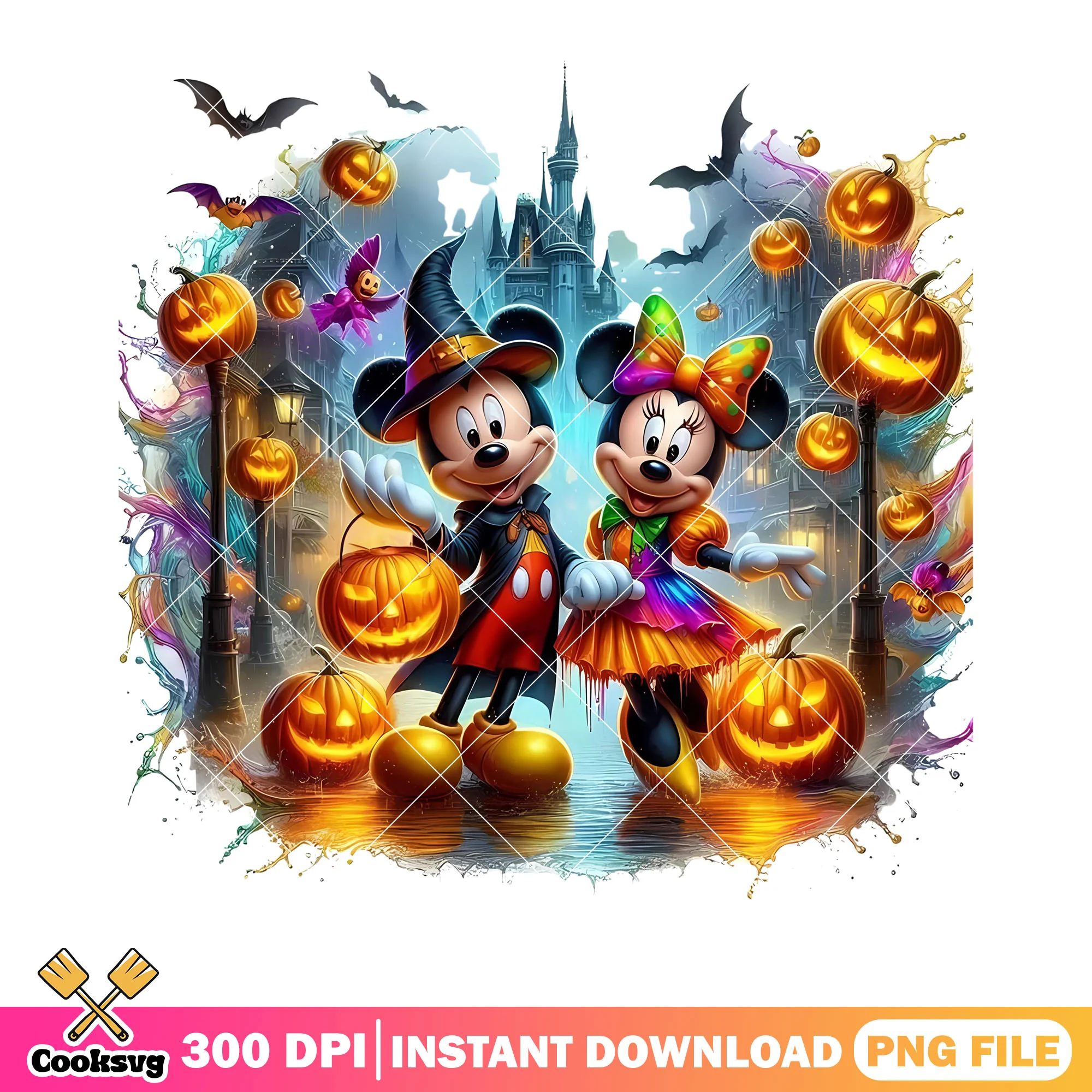 Creepy castle mickey png, jack o lantern png, halloween scary png