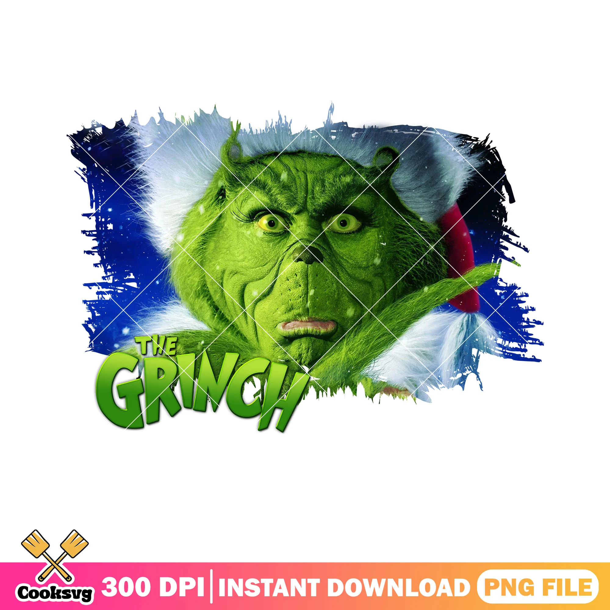 Creepy green monster xmas png, grinch png, christmas snow globe png