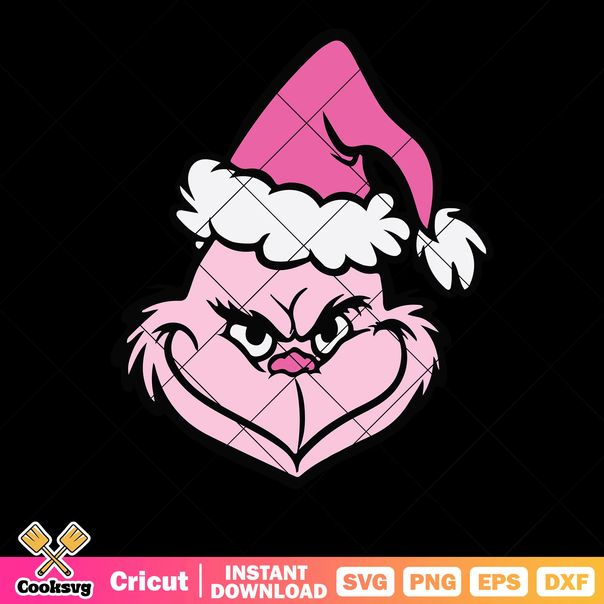 Creepy grinch svg, santa claus hat svg, creepy smile svg
