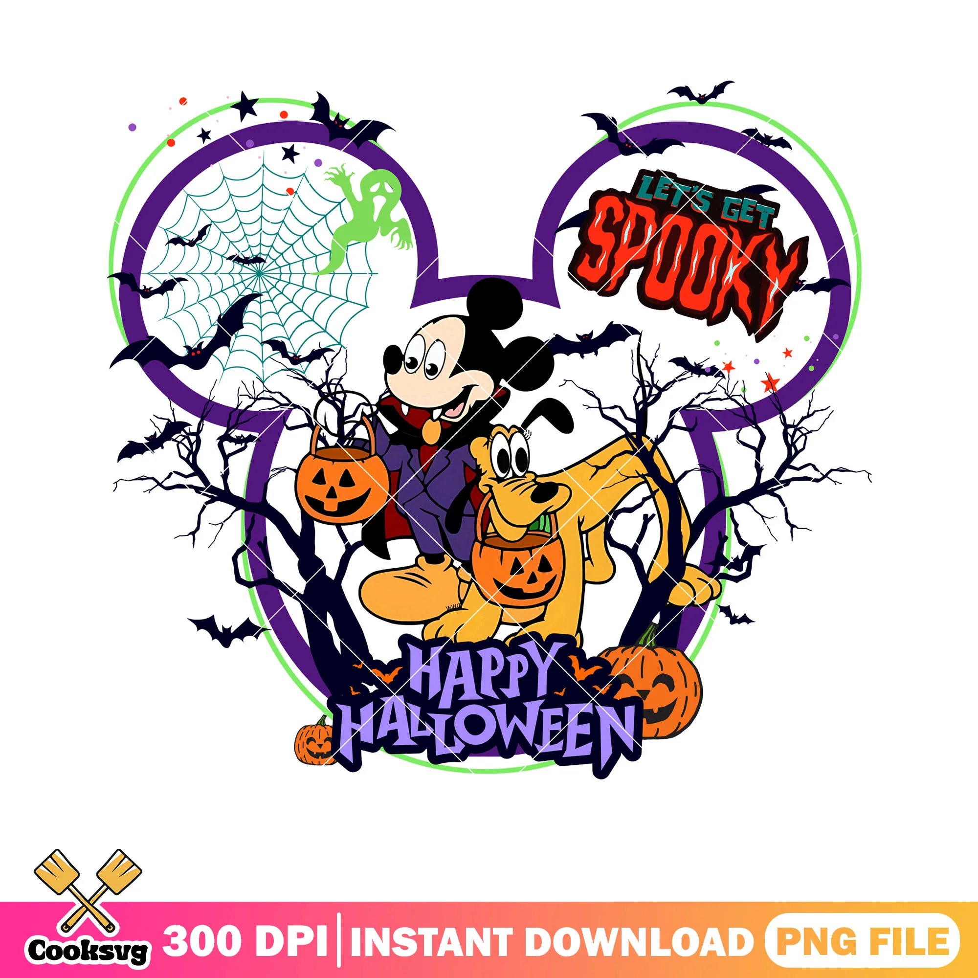 Creepy mickey png, pumpkin basket png, halloween costume png