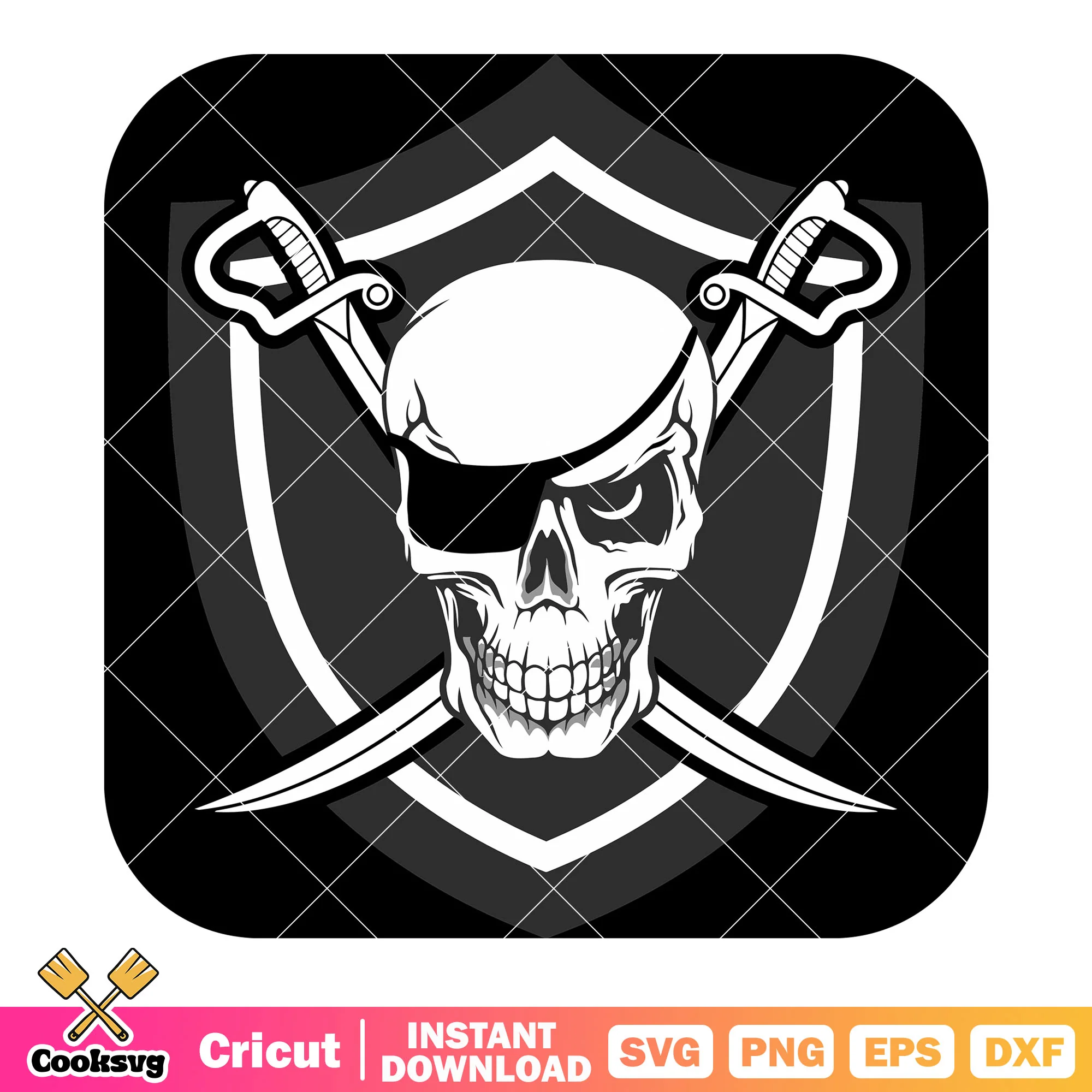 Creepy skull cutlasses svg, oakland raiders svg, nfl teams svg