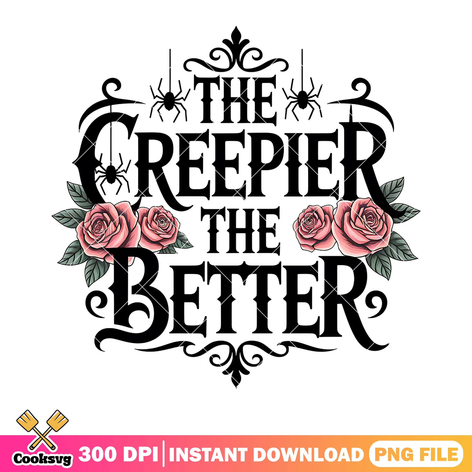 Creepy title spider png, rose flower png, scary halloween png