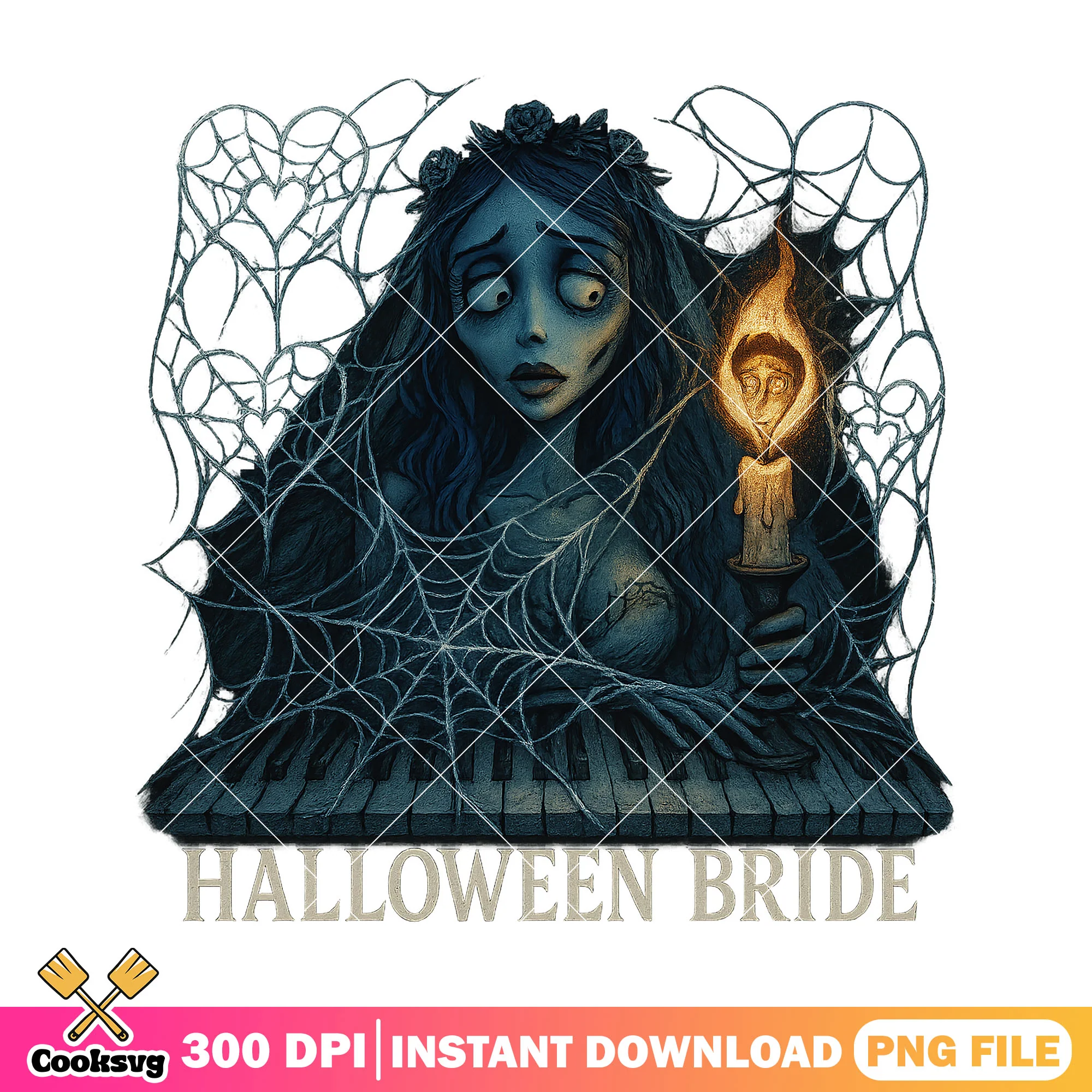 Creepy wedding bride sketch png, sacry cartoon png, halloween fun png