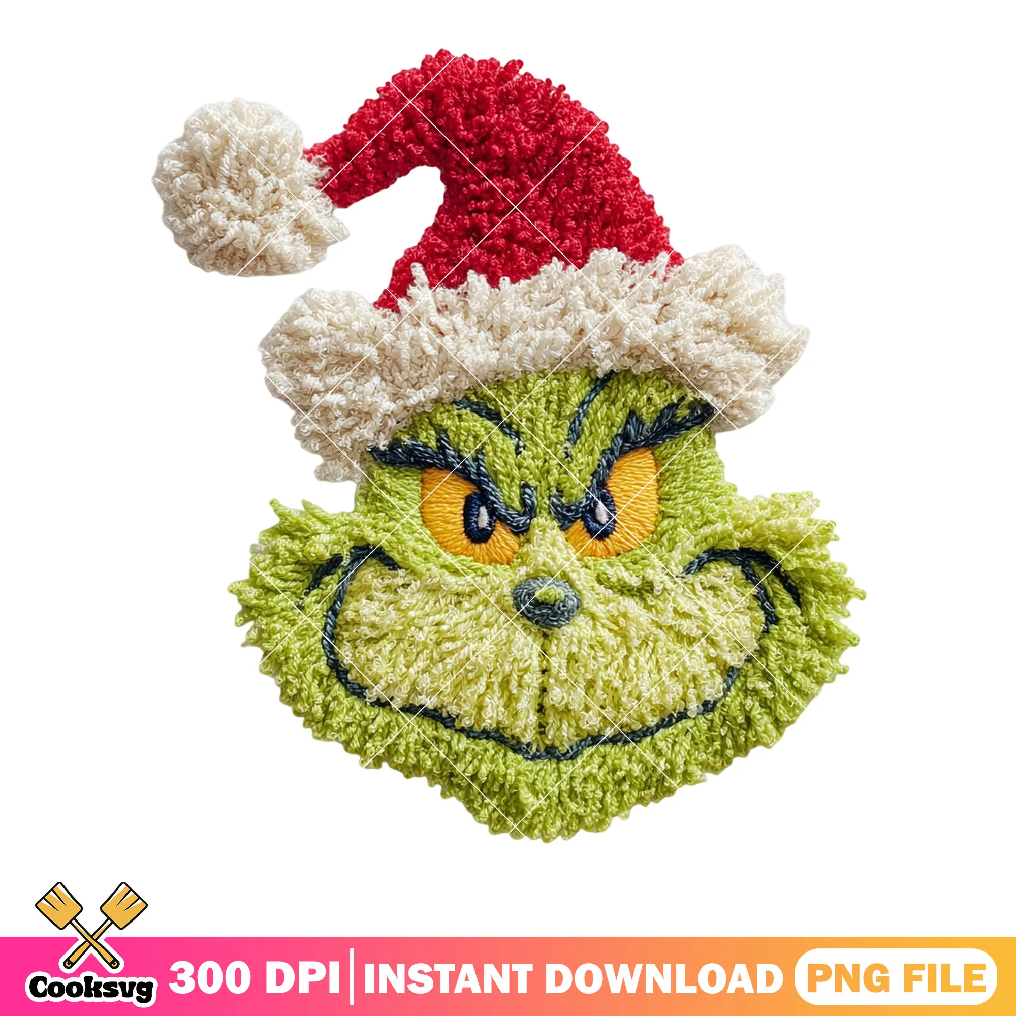 Cringe creepy green monster png, xmas png, santa claus png