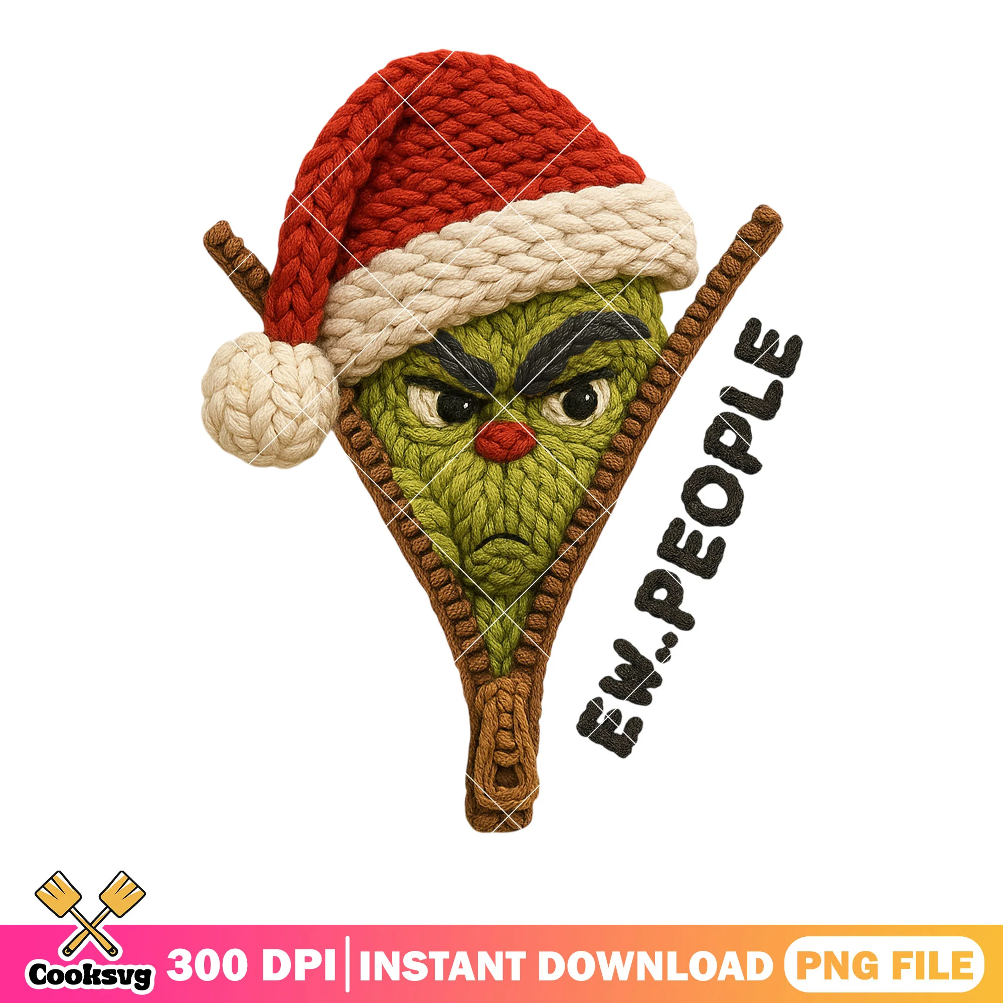 Crochet grinch hate people png, santa hat png, christmas movies png