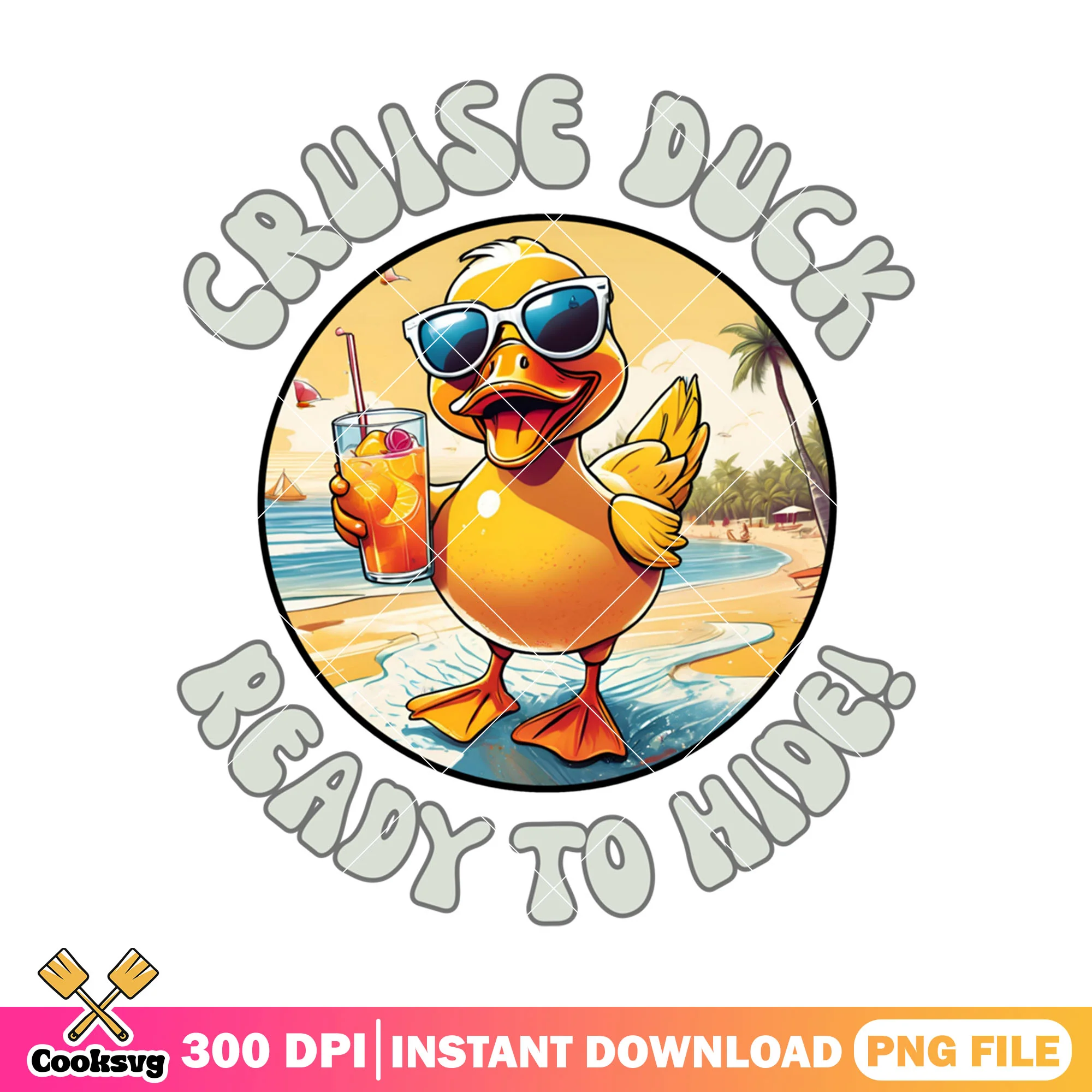 Cruise duck ready to hide png, summer cruises png, summer duck png