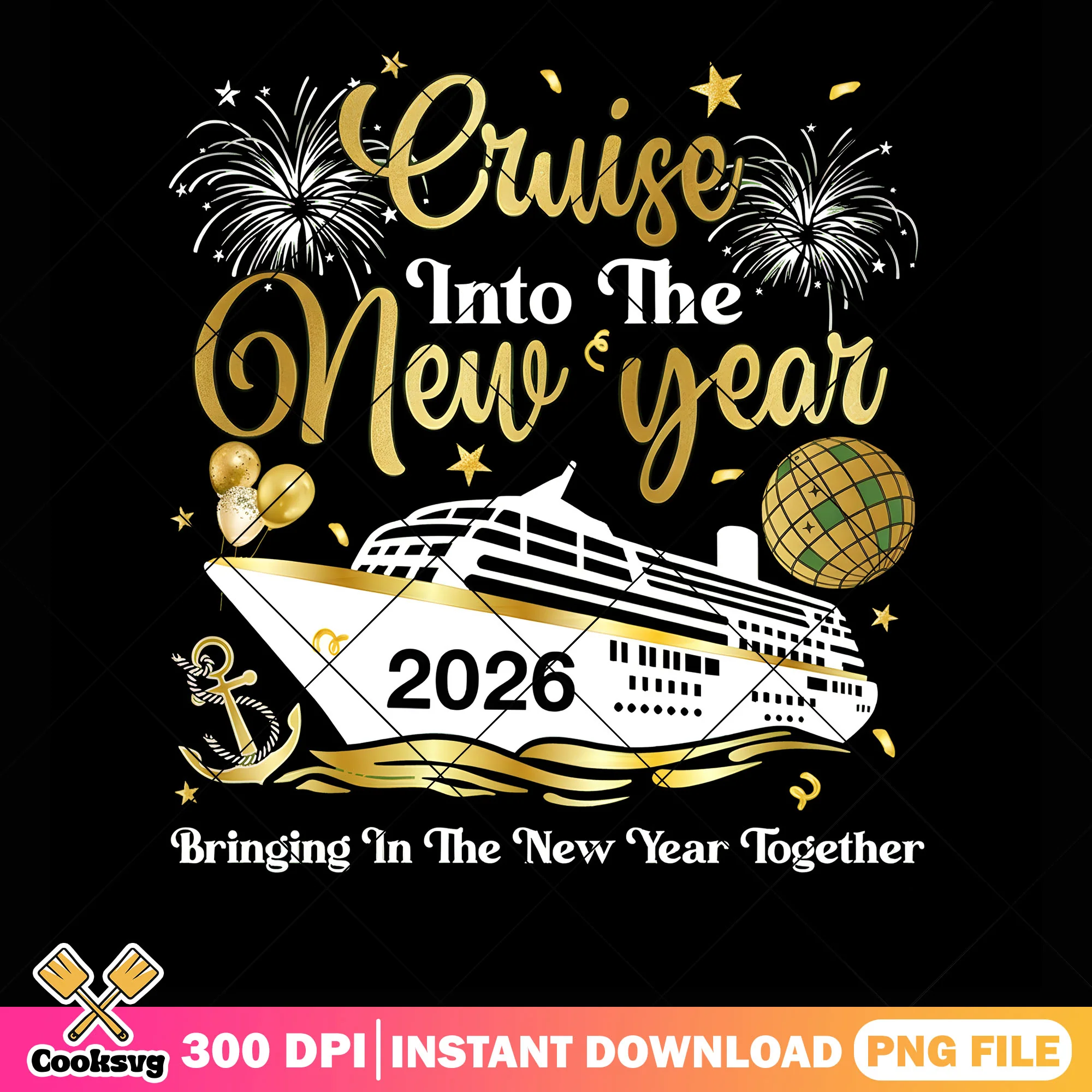 Cruise into the new year png, new year 2026 png, disney cruise png