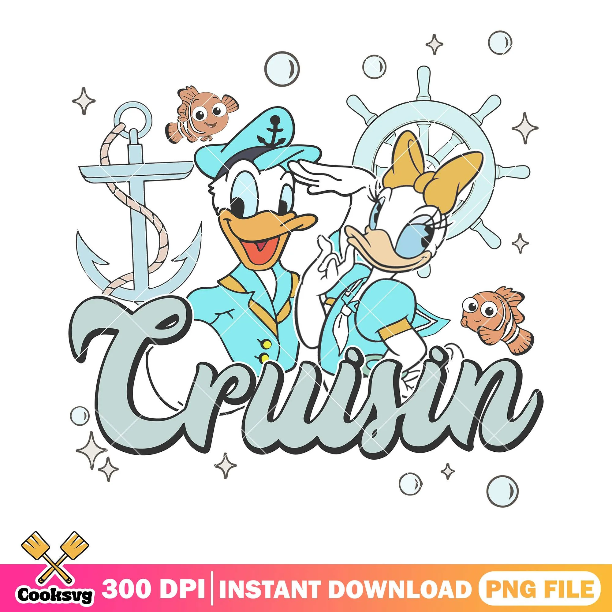 Cruisin trip duck poster png, daisy duck png, donald duck png