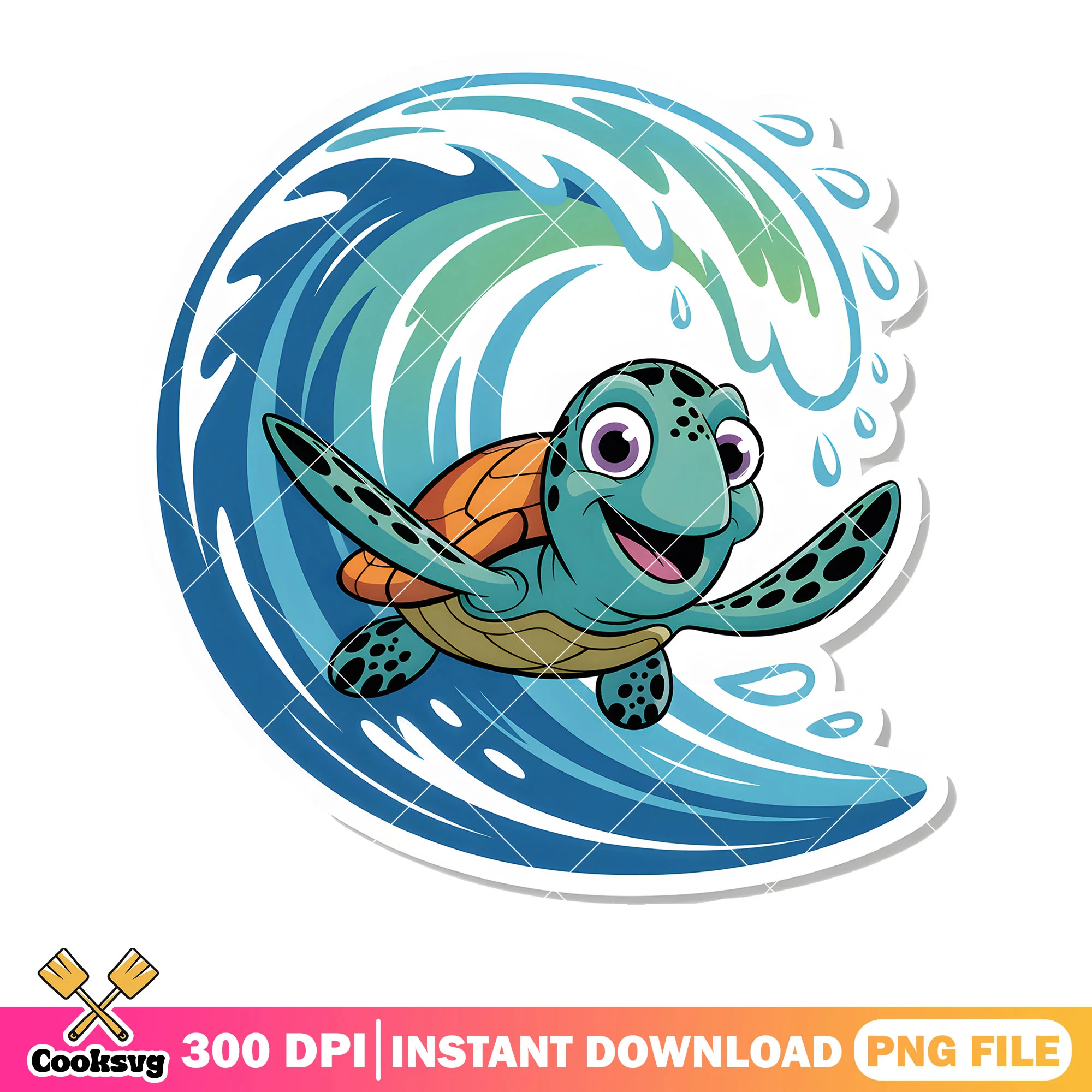 Crush beach vibes png, crush turtle png, finding nemo movie png