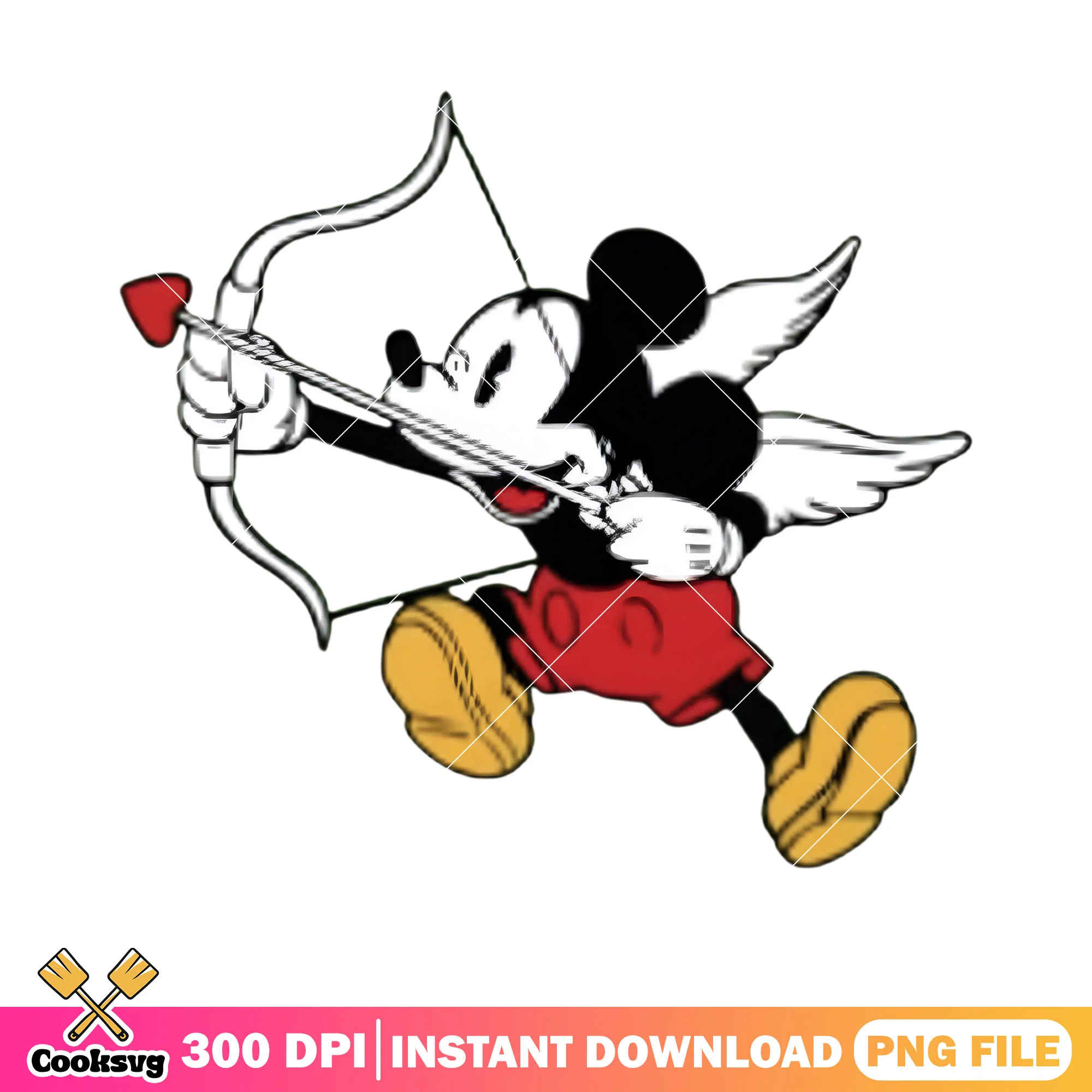 Cupid disney mickey mouse png, valentines love png, cupid vibes png