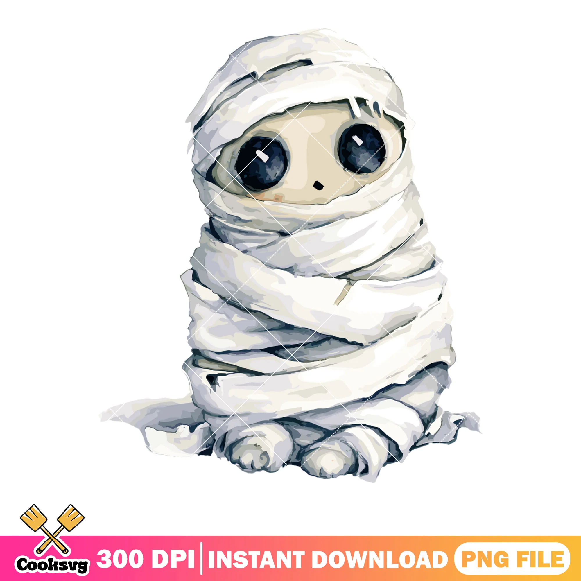 Cute baby monster png, mummy costume png, halloween night png