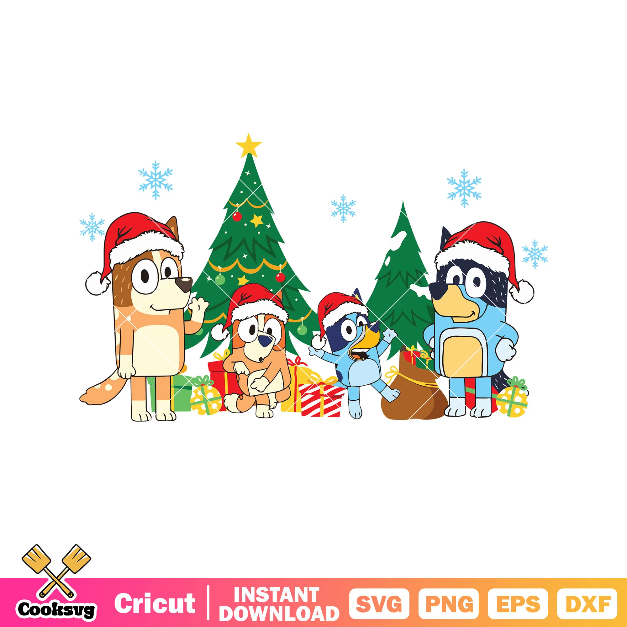 Cute bluey merry christmas santa vibe svg, bluey family svg, christmas bluey svg