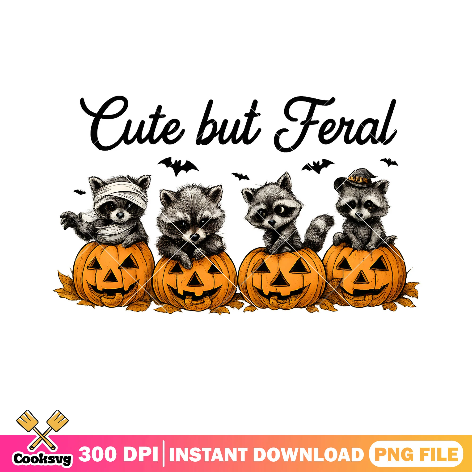 Cute but feral halloween png, halloween raccoon png, rocket raccoon png