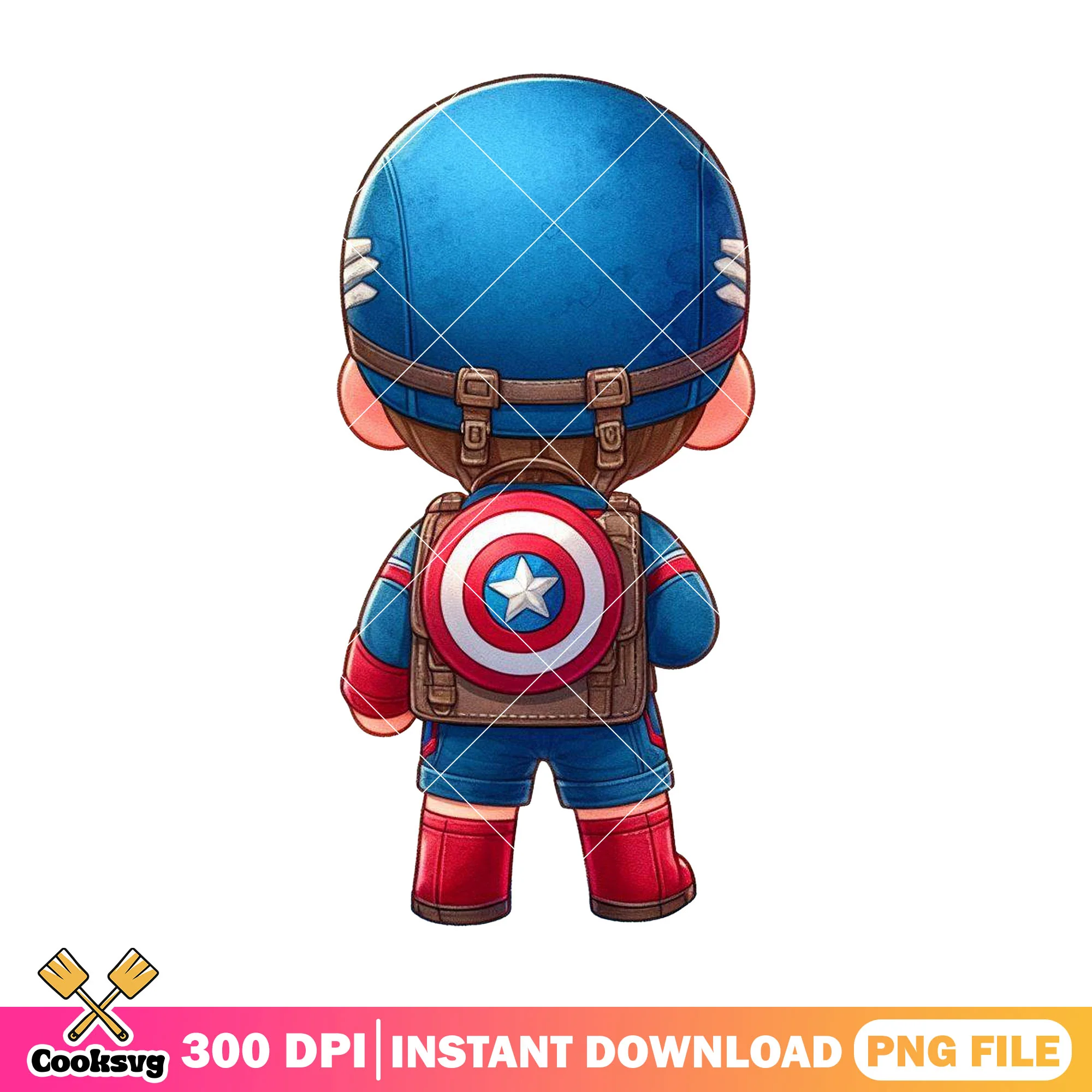 Cute captain america png, marvel chibi png, going back to school png