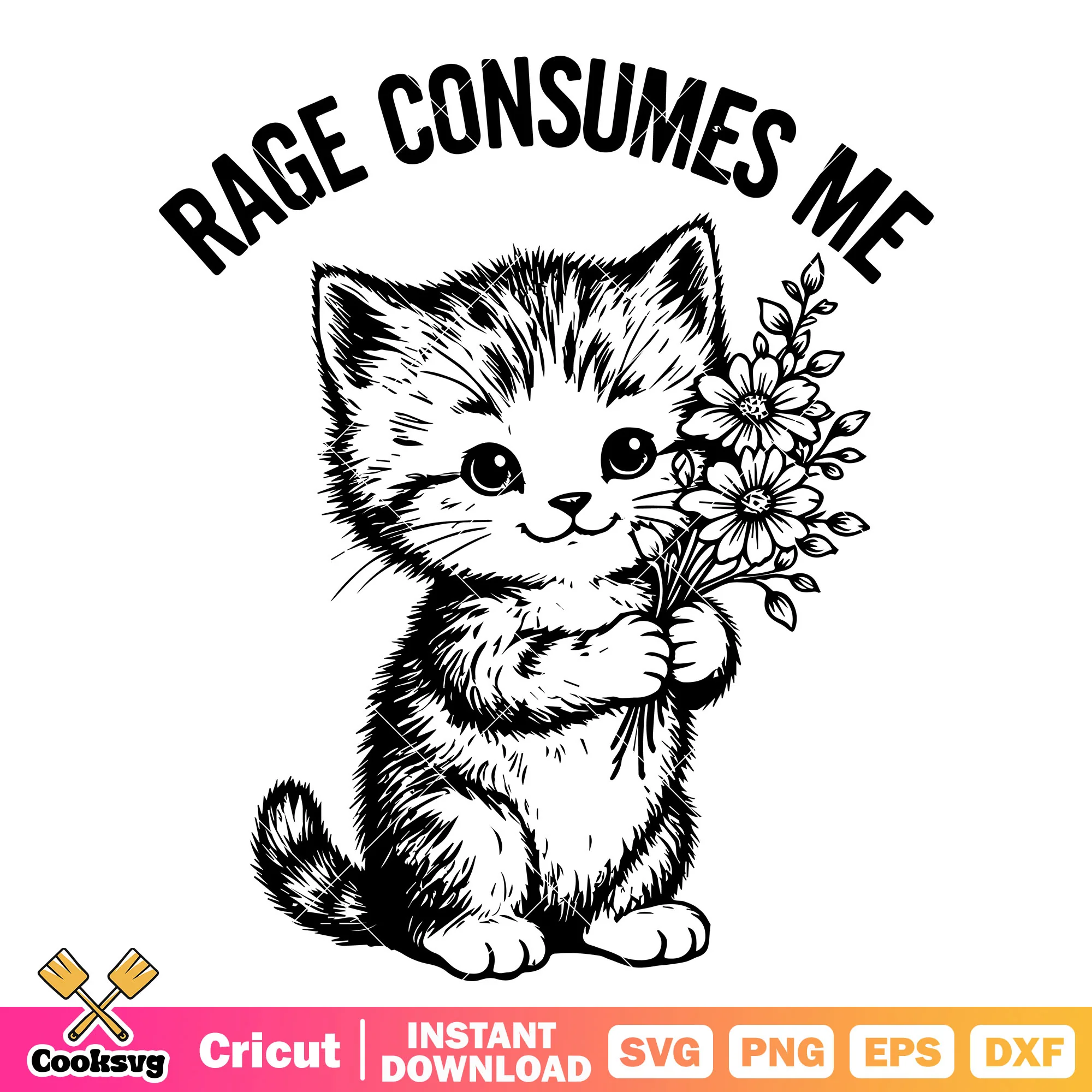 Cute cat rage consumes me svg, mental health funny svg, Cute cat svg