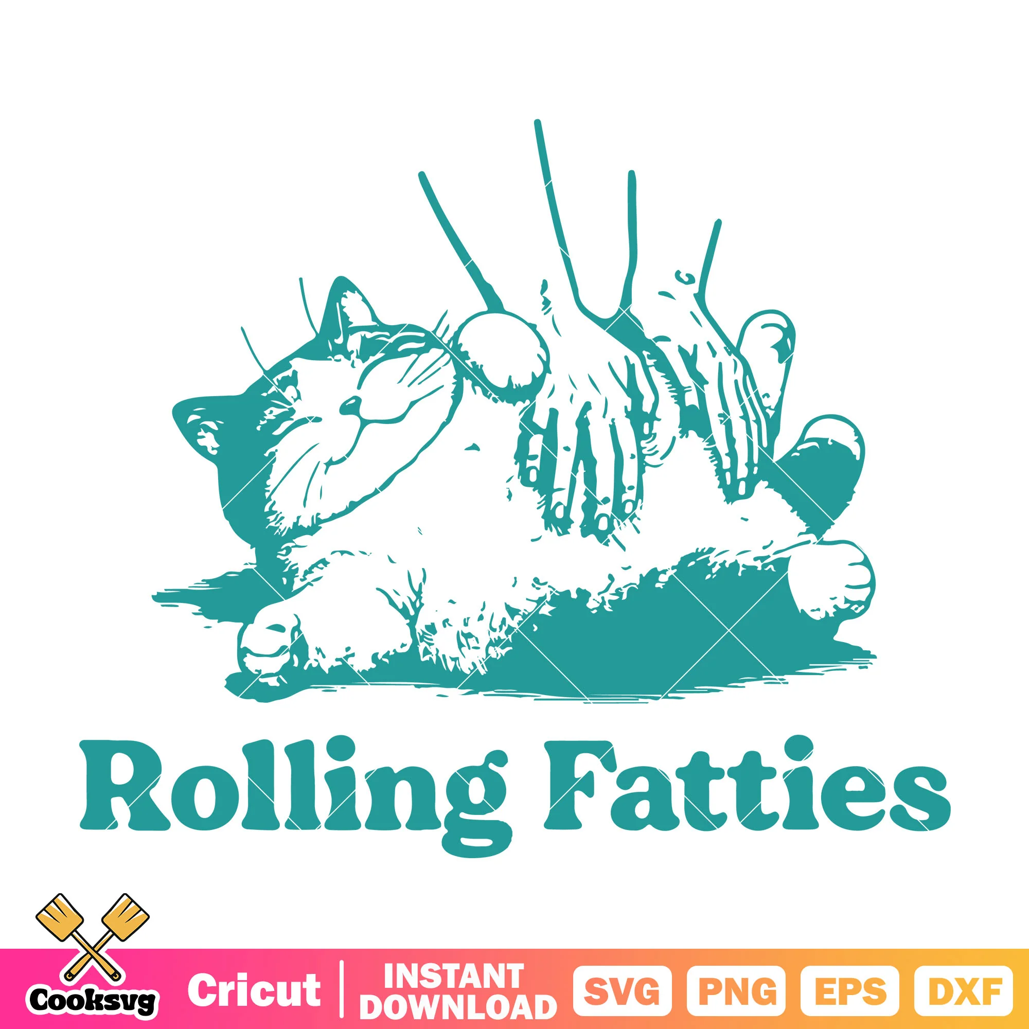 Cute cat rolling fatties design svg, cute cat svg, fat cats svg