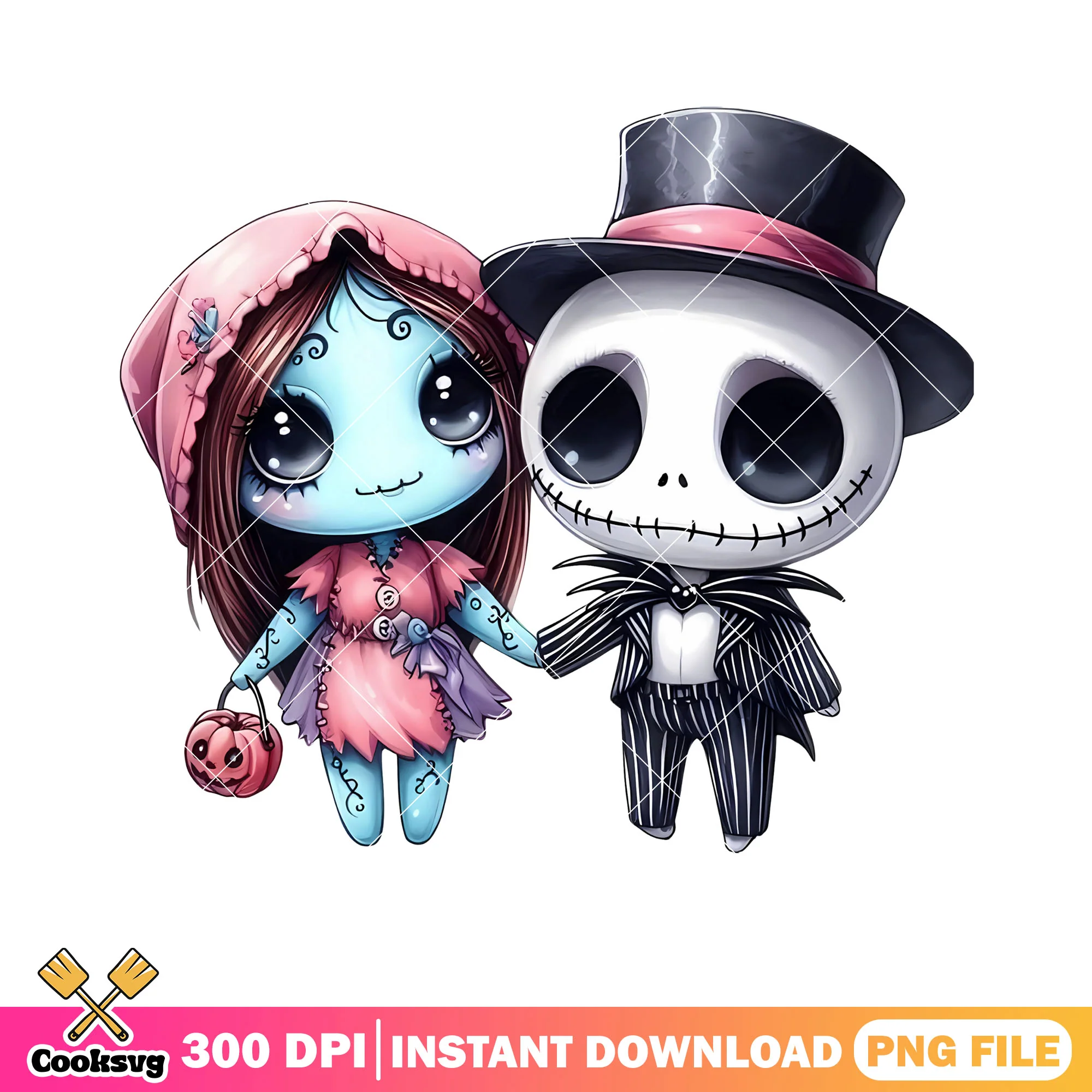Cute chibi jack skelington png, cute halloween costume png, sally png