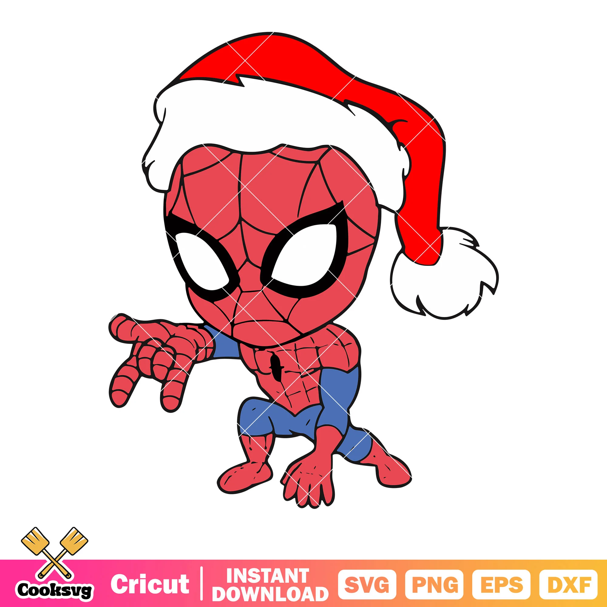 Cute chibi spider man svg, santa claus hat svg, super hero poses svg