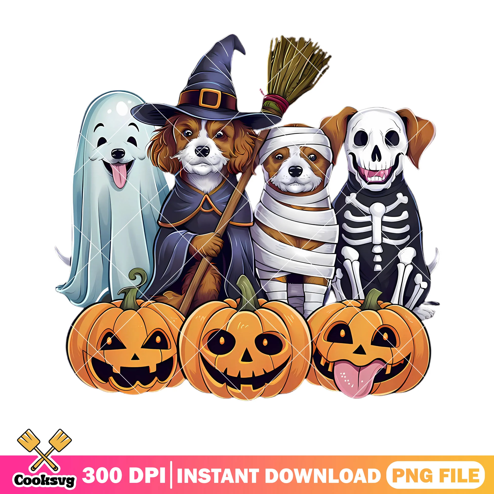 Cute dog custome halloween png, witch costume png, scary halloween night png