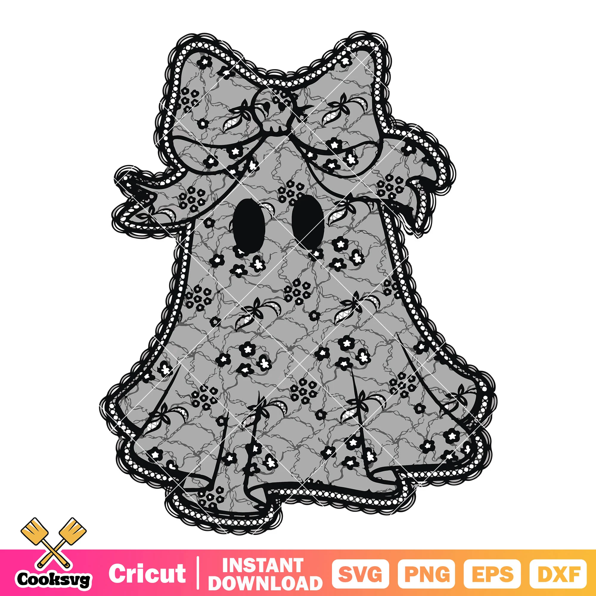 Cute ghost bow tie svg, ghost halloween svg, ghost bow svg