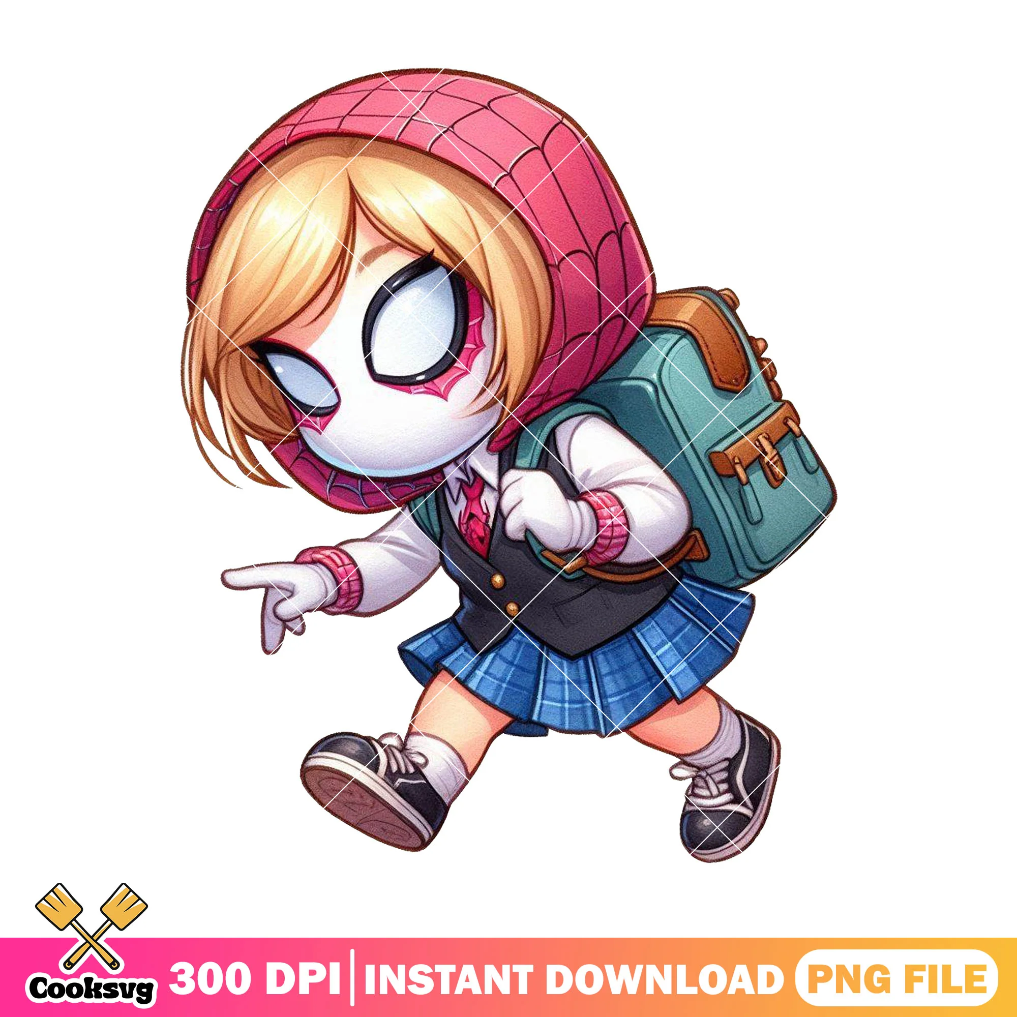 Cute gwen stacy back school png, marvel art png, back to school png