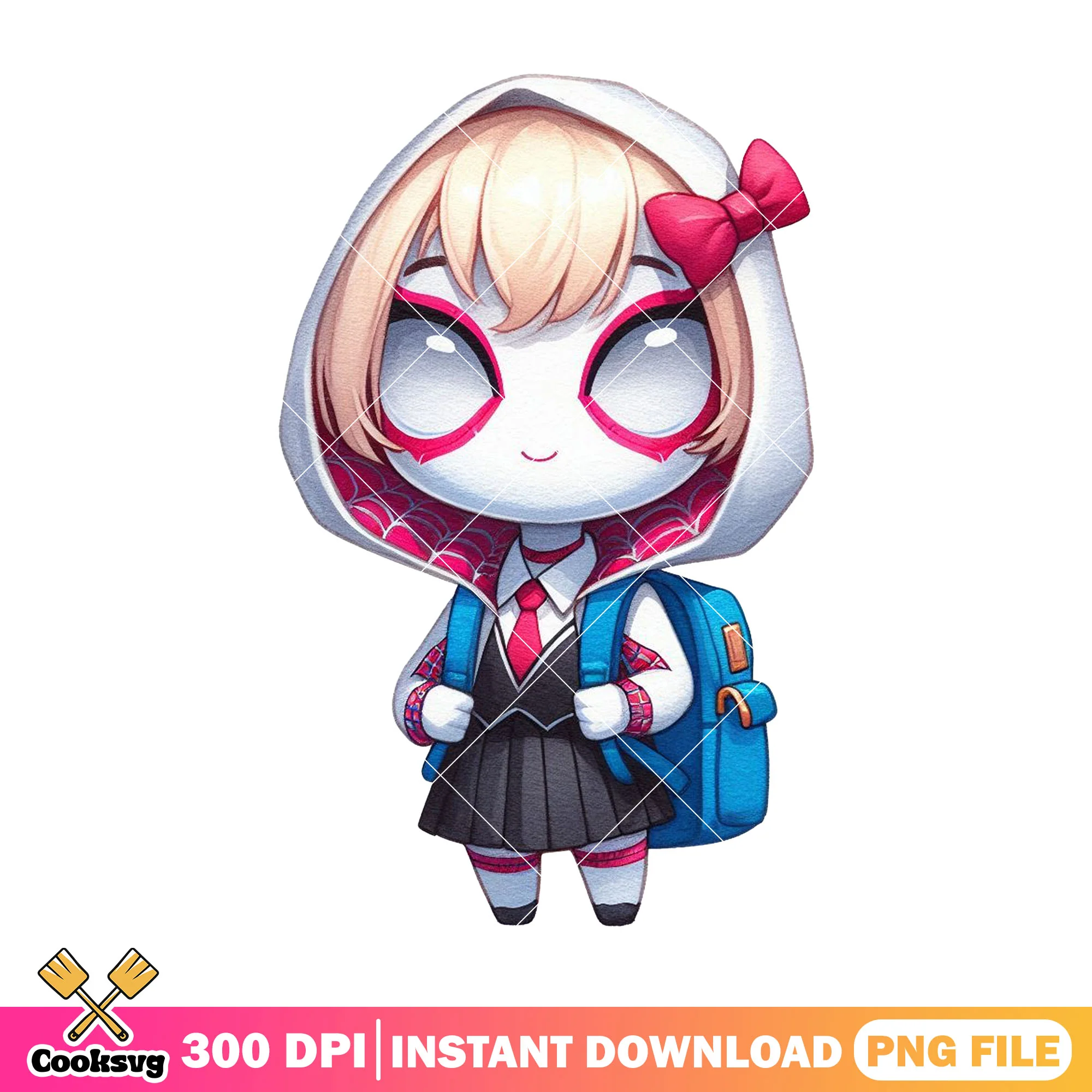 Cute gwen stacy design png, marvel art png, happy back to school png
