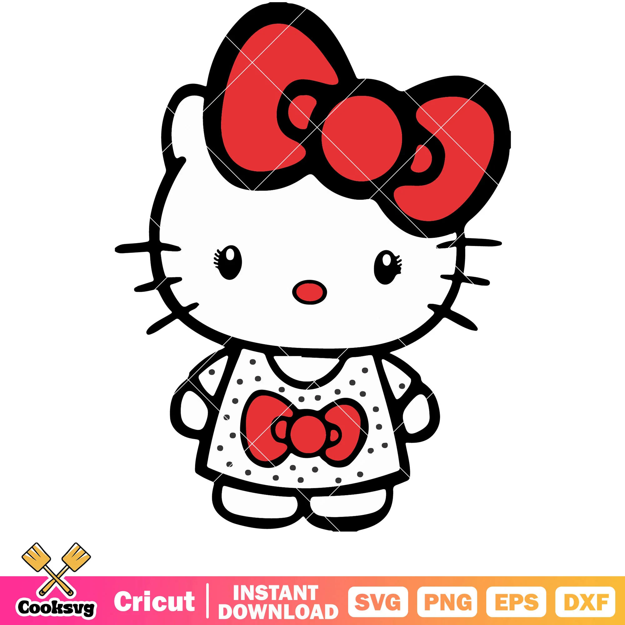Cute hello kitty with bow tie design svg, hello kitty svg