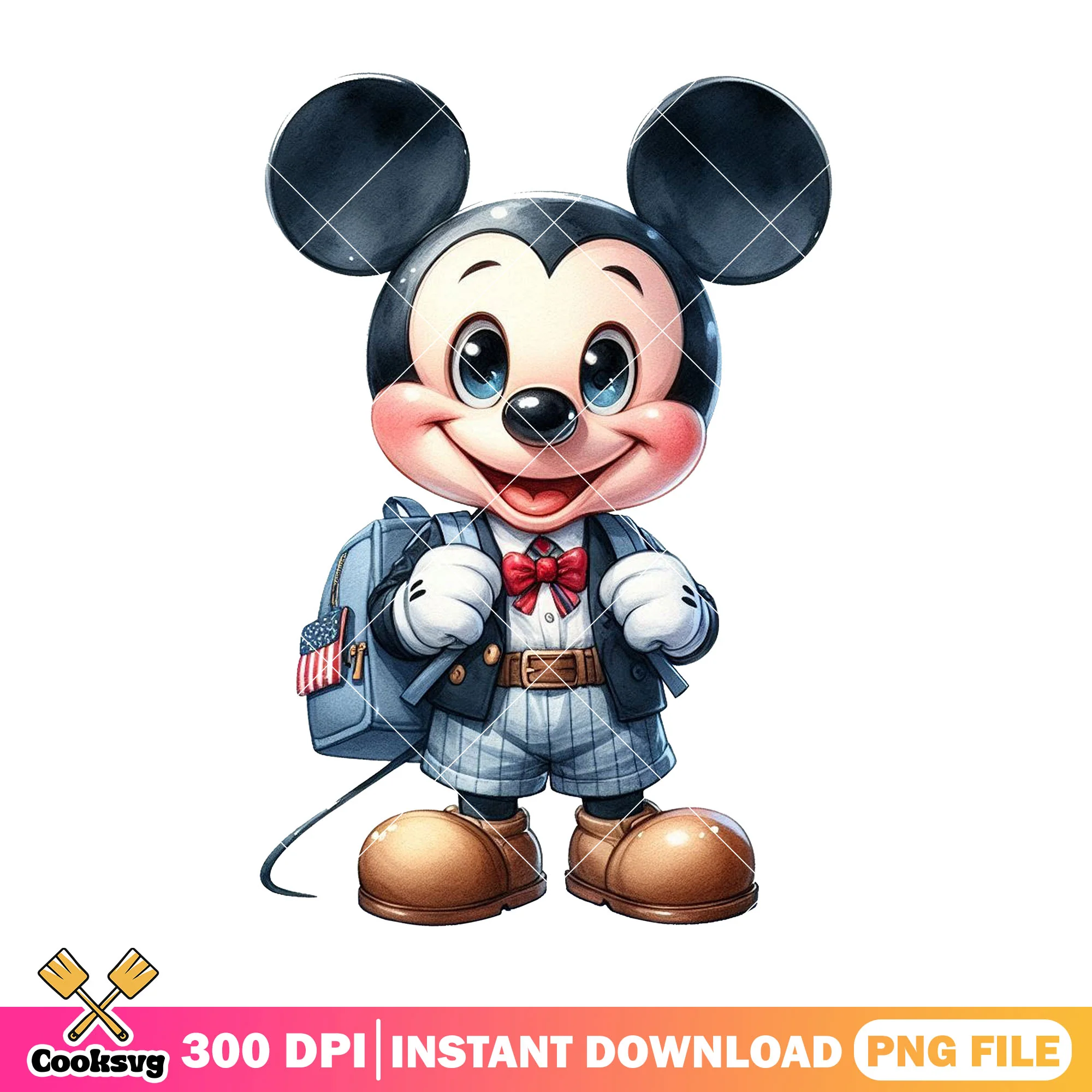 Cute mickey going school png, cute mouse png, back to school decor png