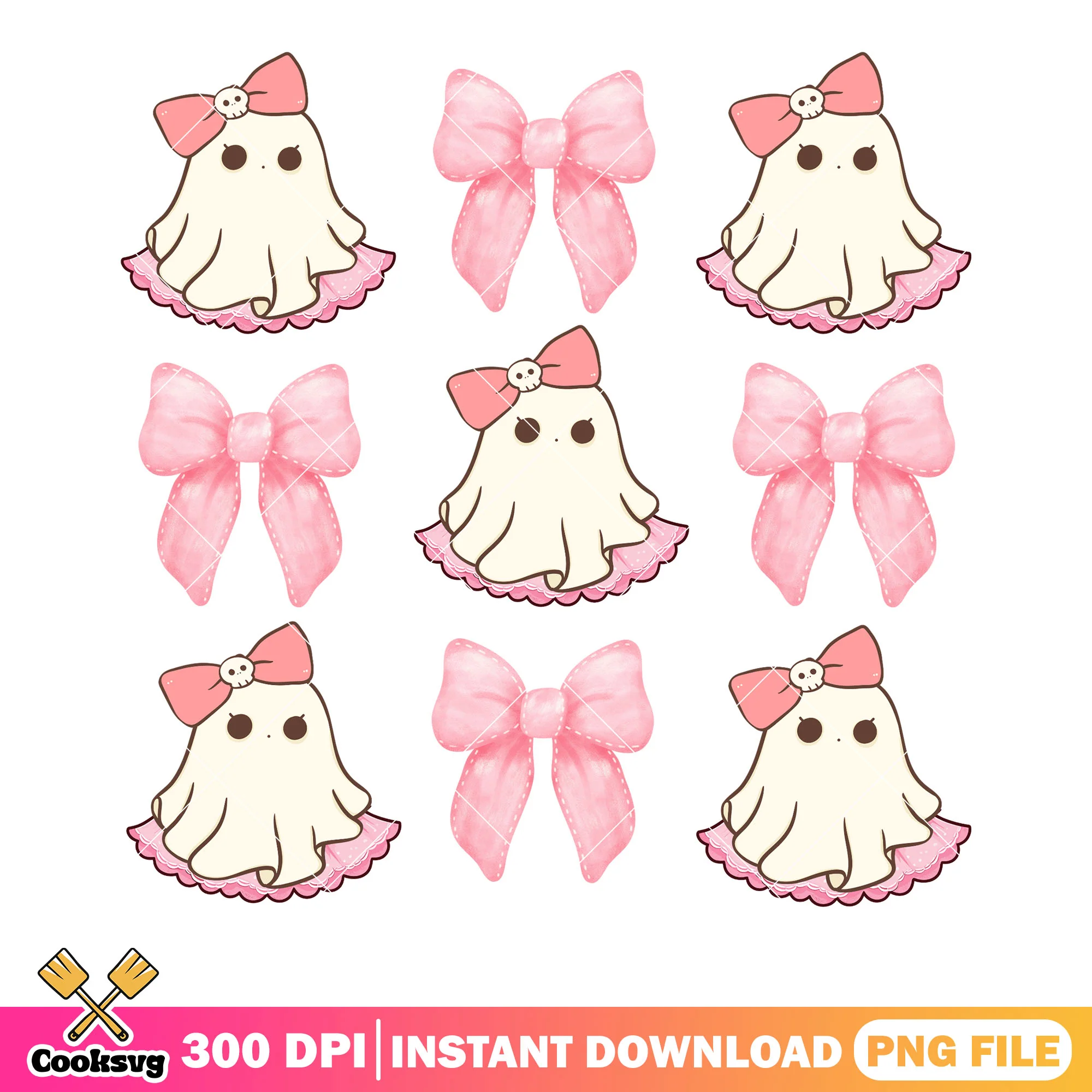 Cute Pink bow tie png, ghost costumes png, scary night png
