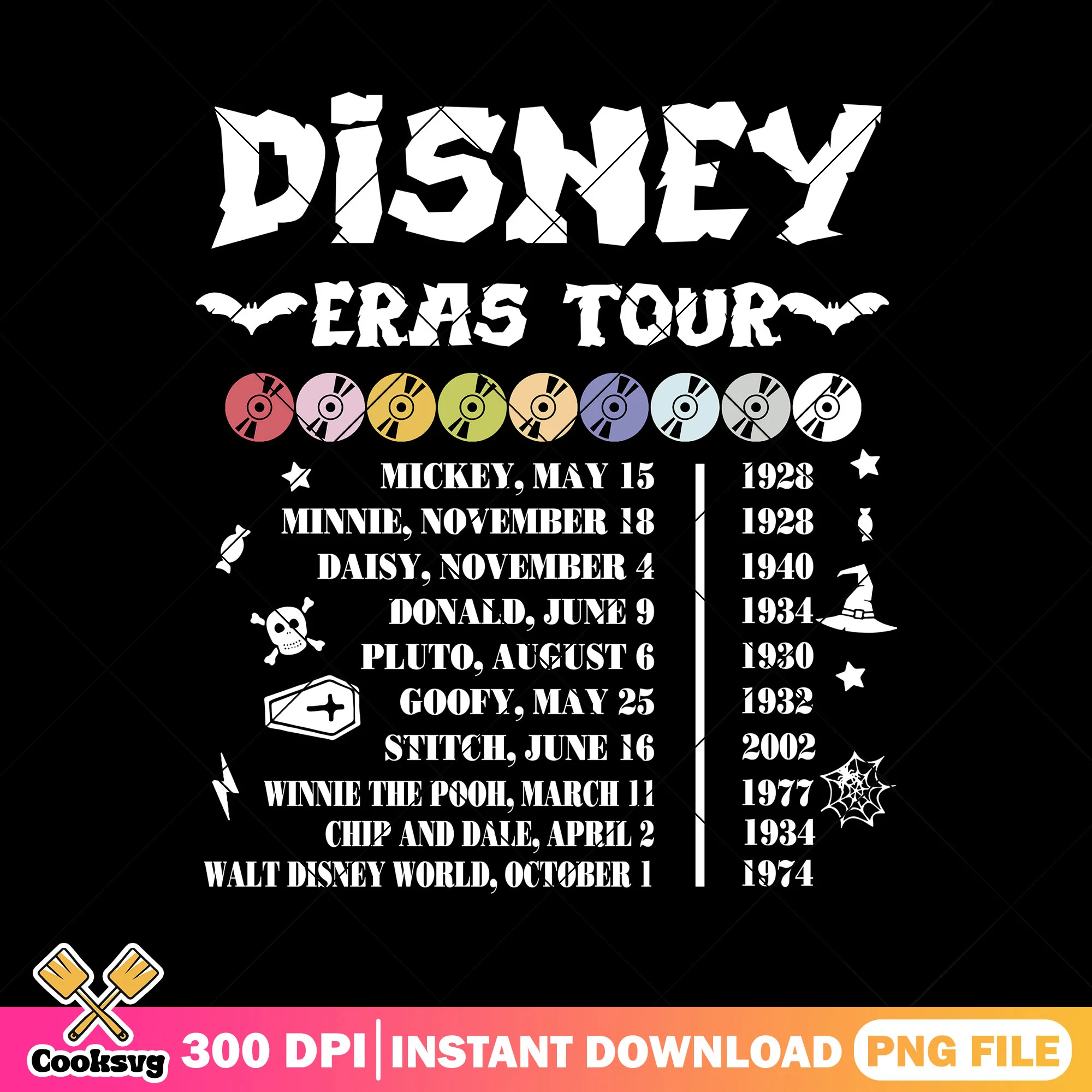 Cute poster of disney tour png, disney font png, halloween cute png