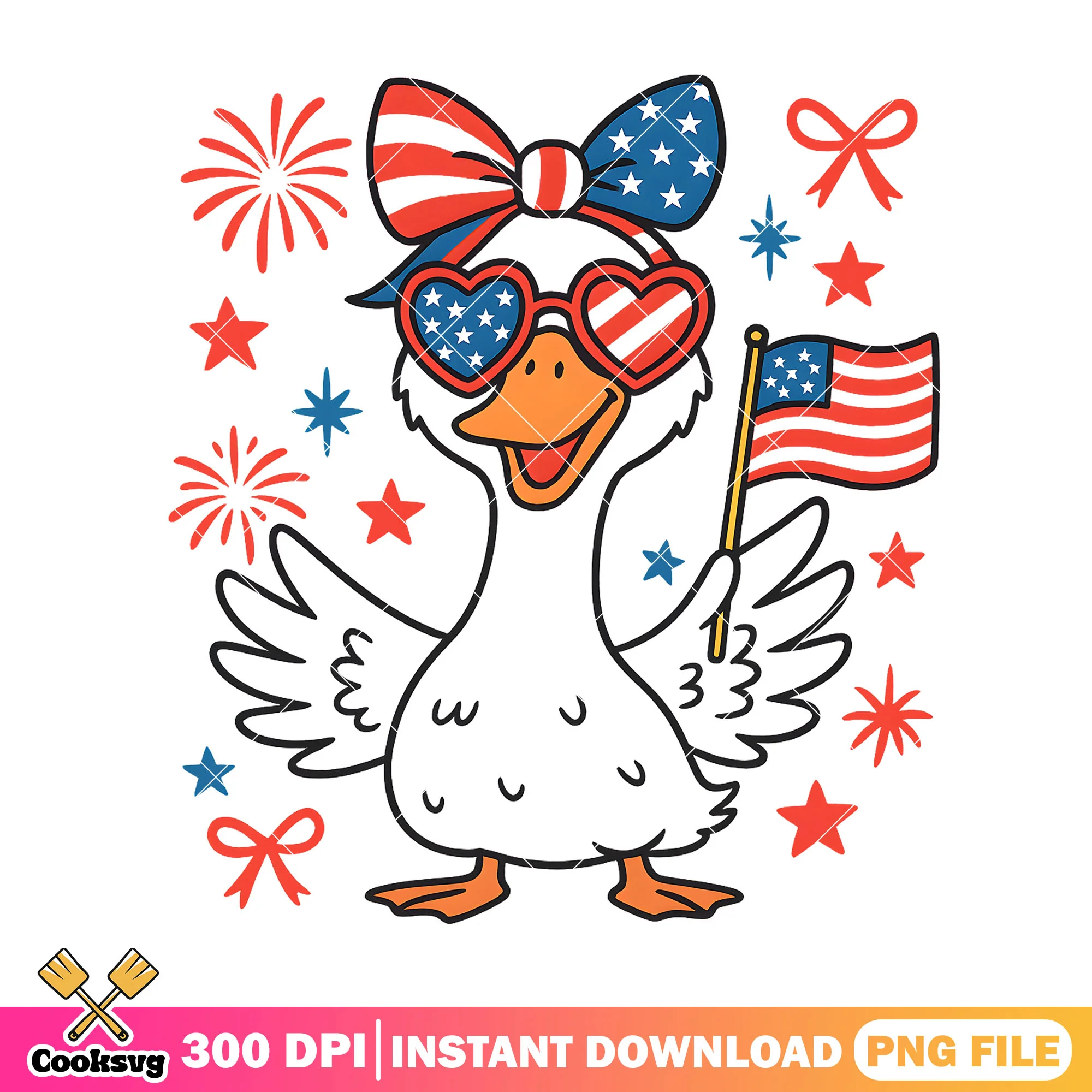 Cute silly goose american png, america goose png, america flag png
