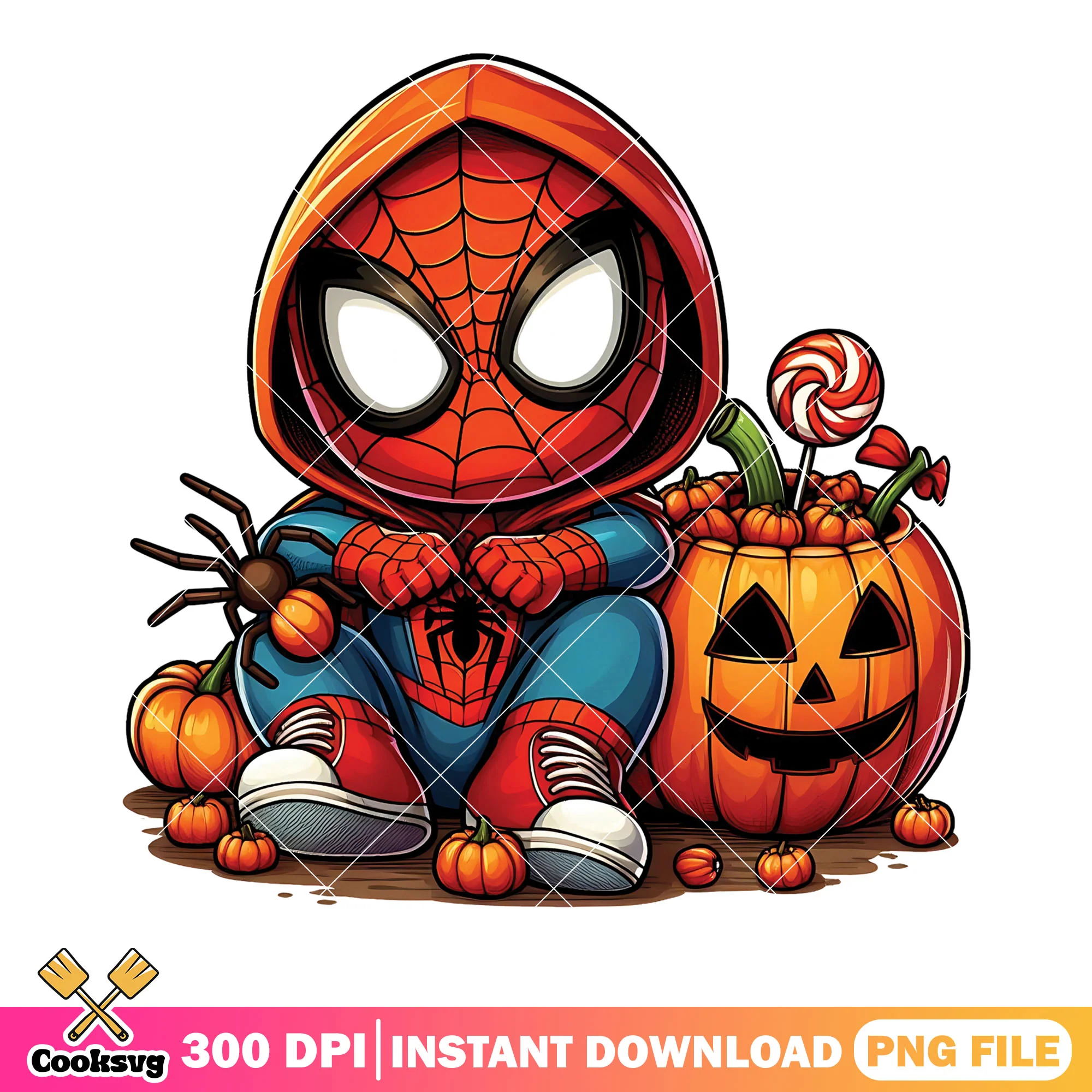 Cute spider jack o lantern png, spider man png, marvel halloween png
